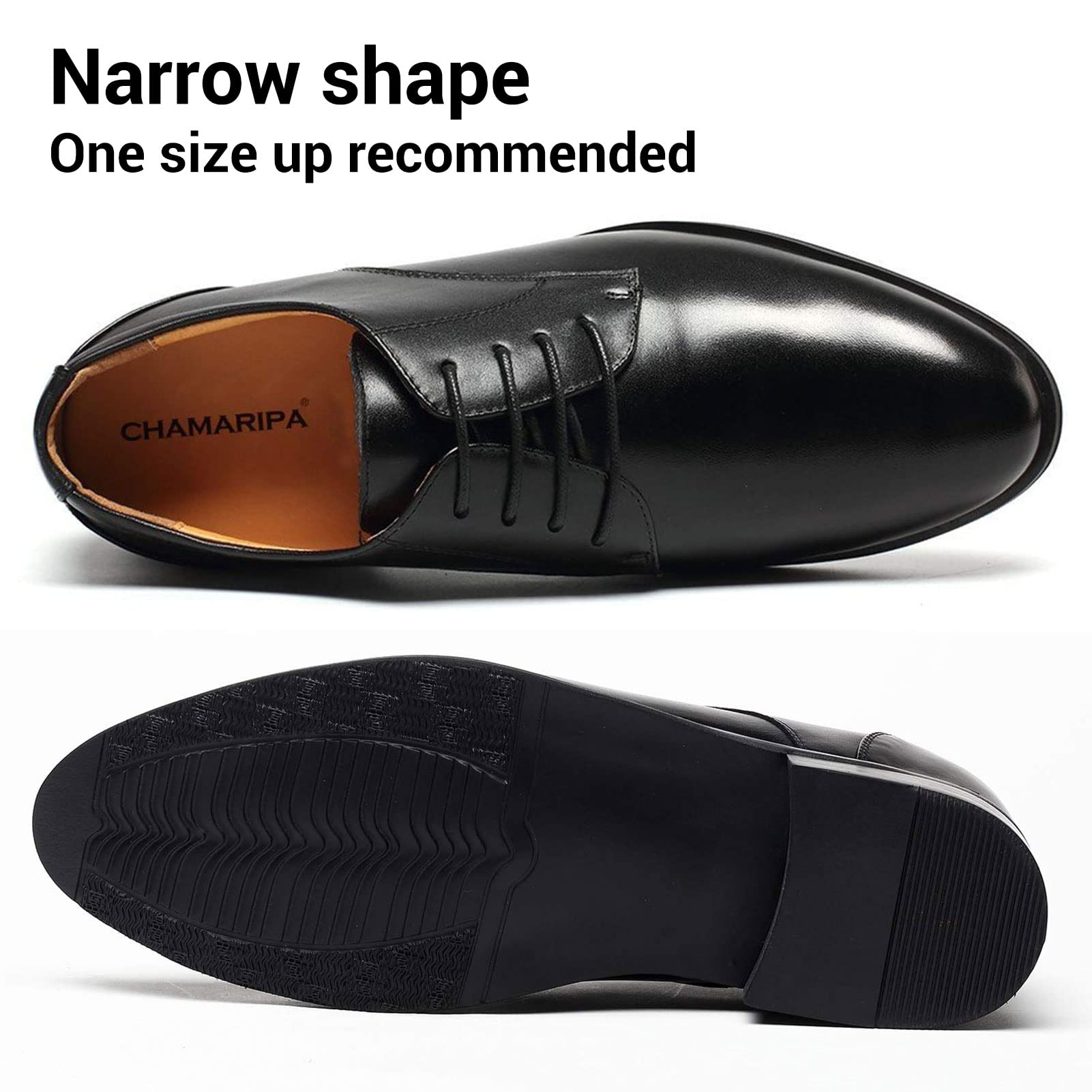 CHAMARIPA Men's Invisible Height Increasing Elevator Shoes - Leather Oxford Dress Shoes for Formal Occasions, Tuxedo & Business Wear | Comfortable Lace-Up Lift Shoes for Work, Weddings & Special Events