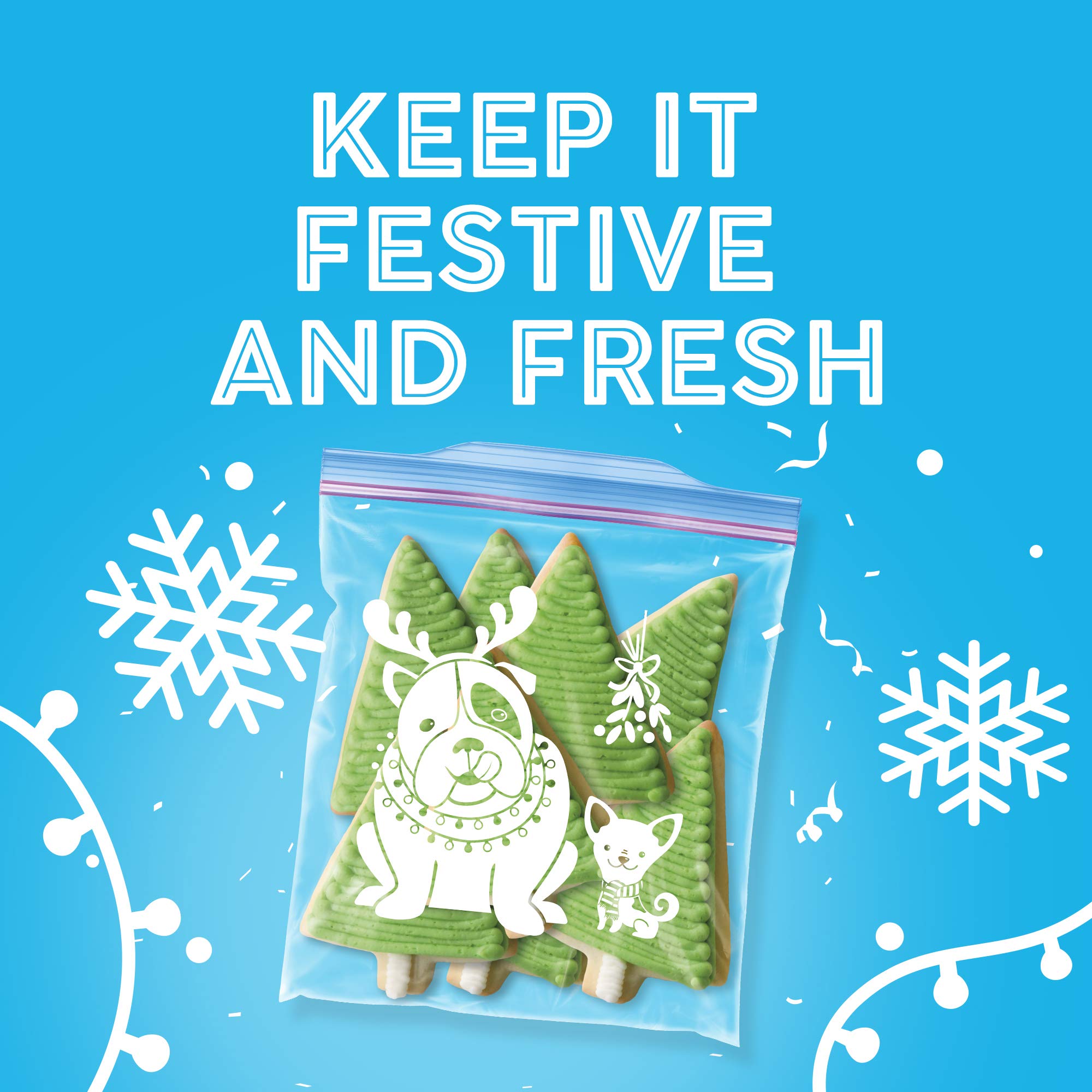 Ziploc Gallon Food Storage Freezer Bags with Grip 'n Seal Technology - 38 Count Holiday Design Bags for Easy Opening & Closing | Perfect for Meal Prep, Freezing Leftovers & Holiday Food Storage