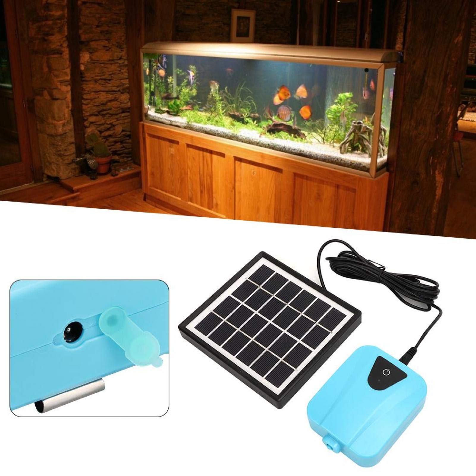 Solar Powered Air Pump for Aquariums - AP003 Dual-Use AC/DC Oxygen Aerator with Solar Panel | Perfect for Fish Tanks, Ponds & Hydroponics Systems
