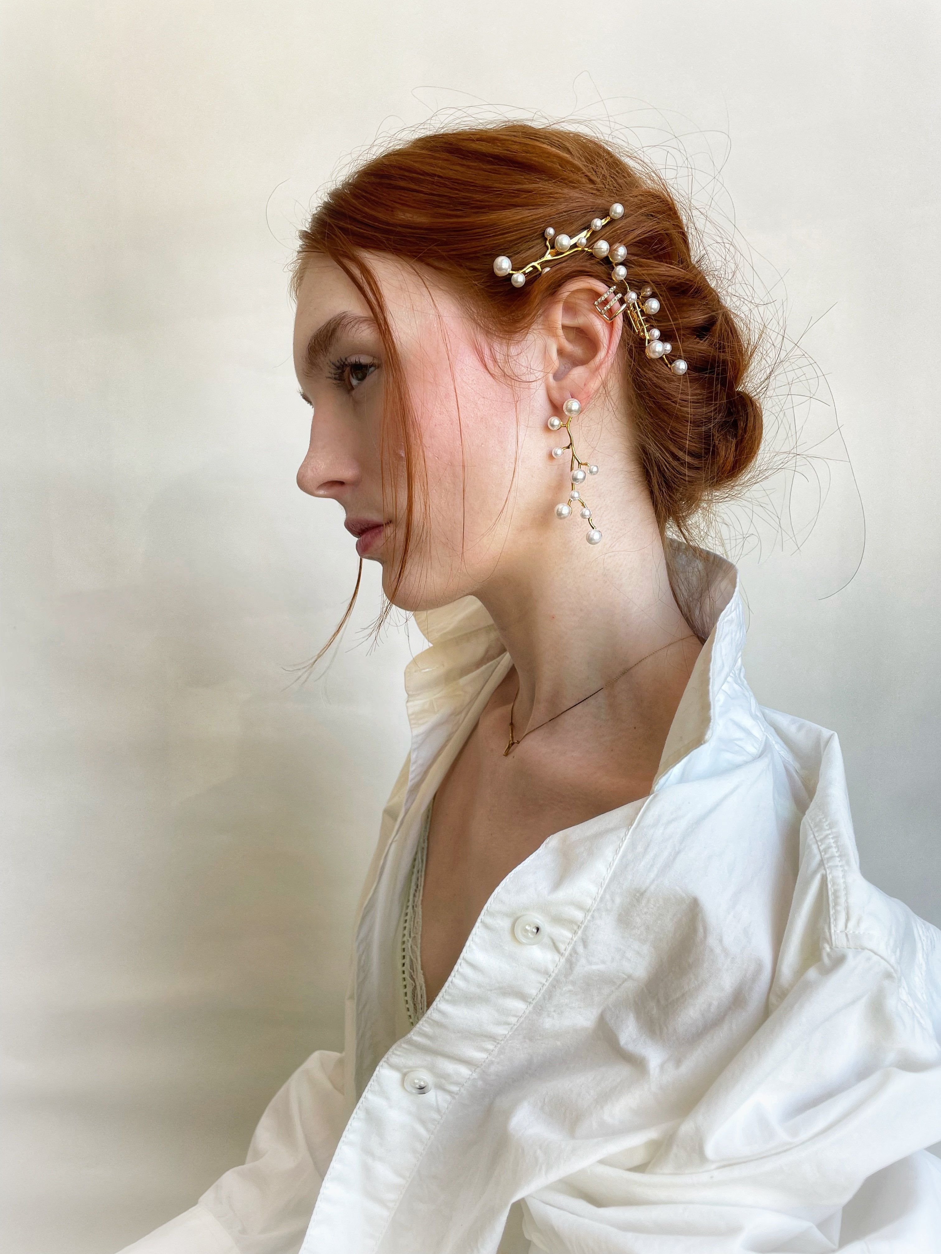 Pearl Forest Earrings – Elegant Dangle Pearl Earrings for Women, Perfect for Weddings, Parties & Special Occasions