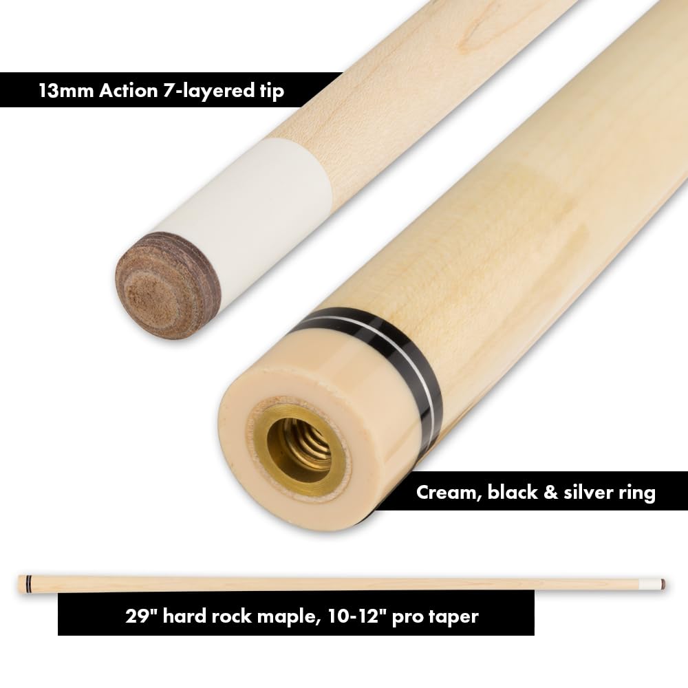 Premium Action Exotic Billiards Pool Cue Stick - Professional Grey with Blue Design for Enhanced Grip & Control | Perfect for Tournaments, Home Game Rooms & Bars