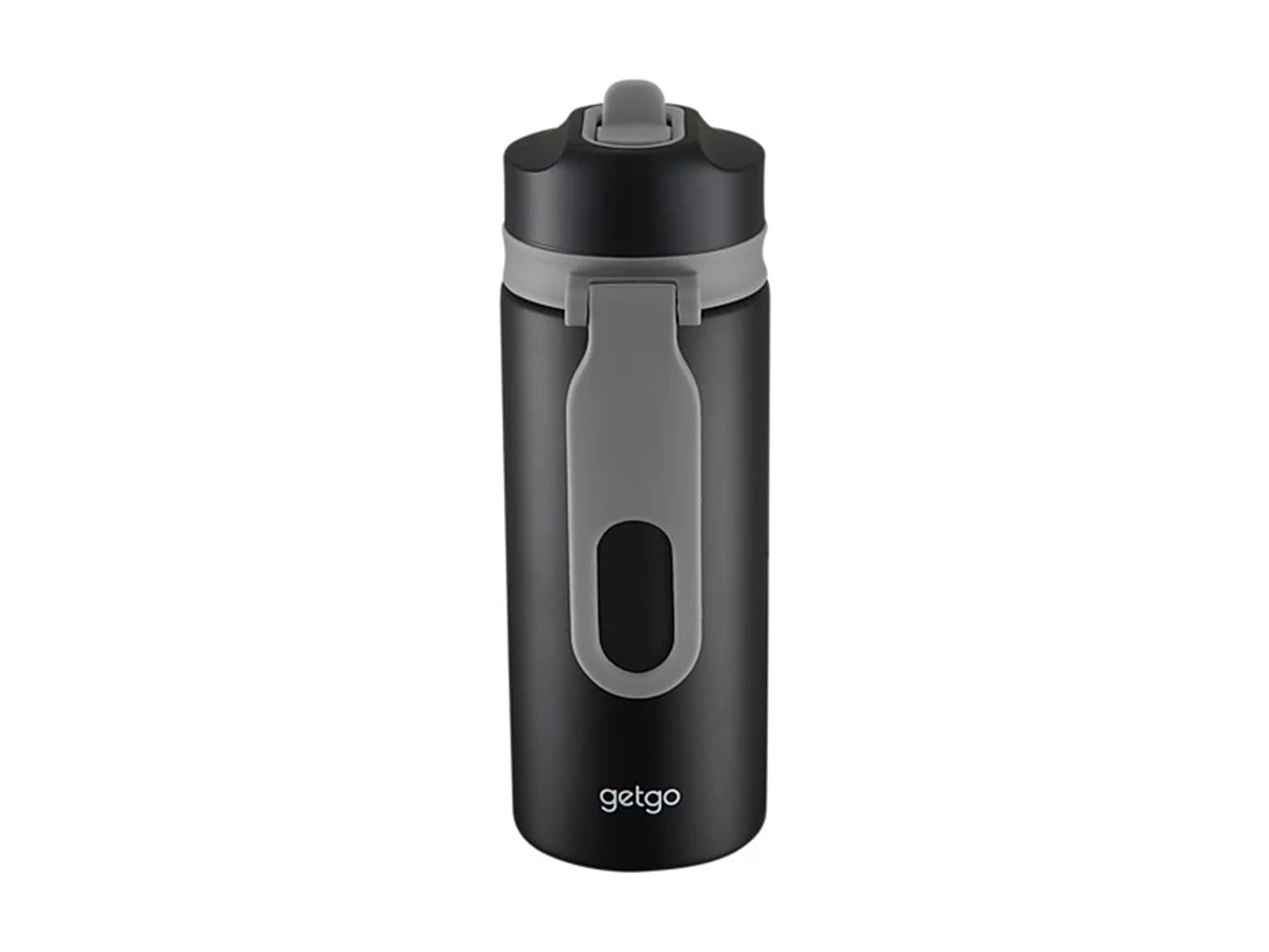 Maxwell & Williams Getgo Double Wall Insulated Stainless Steel Water Bottle 500ml (17oz) - Vacuum Insulated Thermos for Hot & Cold Drinks - Leakproof Travel Mug with Lid - Perfect for Gym, Hiking, Office & Outdoor Activities - Black Gift Boxed