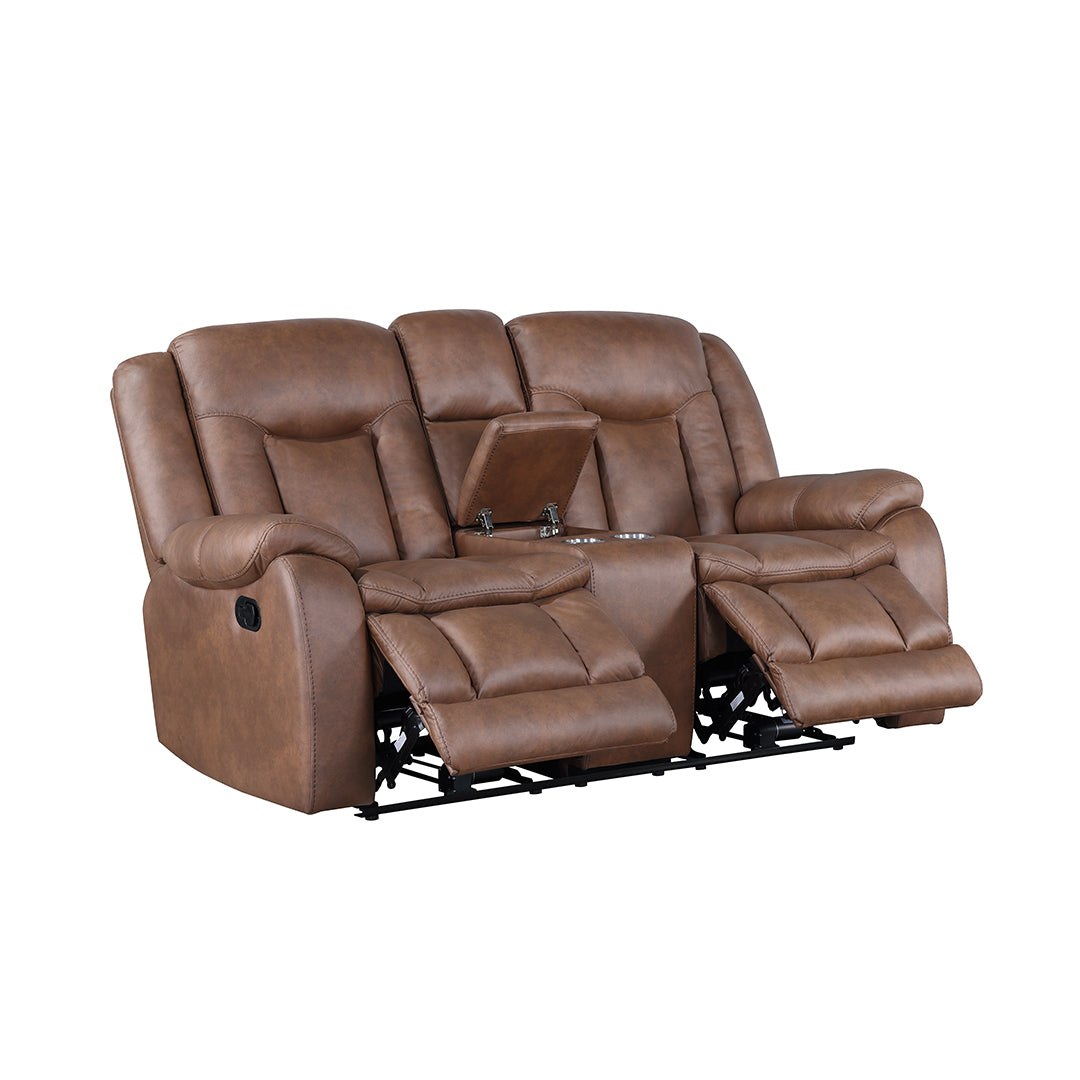 Morello Manual Reclining Loveseat with Console - Comfortable 2-Seater Recliner Sofa with Cup Holders - Perfect for Living Room, Home Theater & Small Spaces
