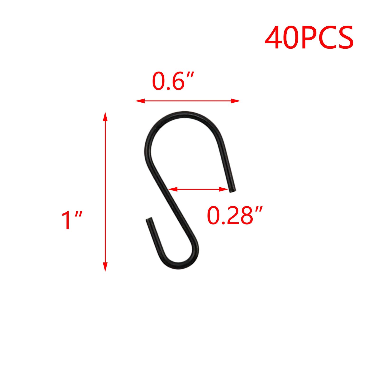Tulead 40-Pack Mini S Hooks (26x15mm/1
