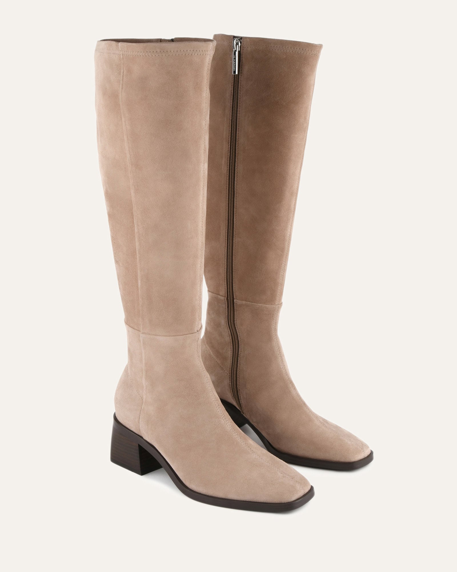 QUEENIE Knee High Boots for Women - Soft Suede TAUPE Winter Boots - Stylish & Comfortable for Office, Party & Casual Wear