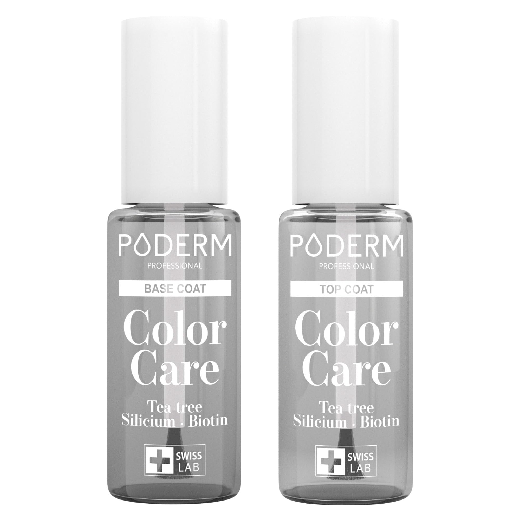 Poderm - Professional Nail Care Set | Base Coat & Top Coat for Perfect Shine & Protection | Vegan Swiss-Made Nail Treatment | Prevents & Repairs Yellow/Damaged Nails | Ideal for Salon & Home Manicures