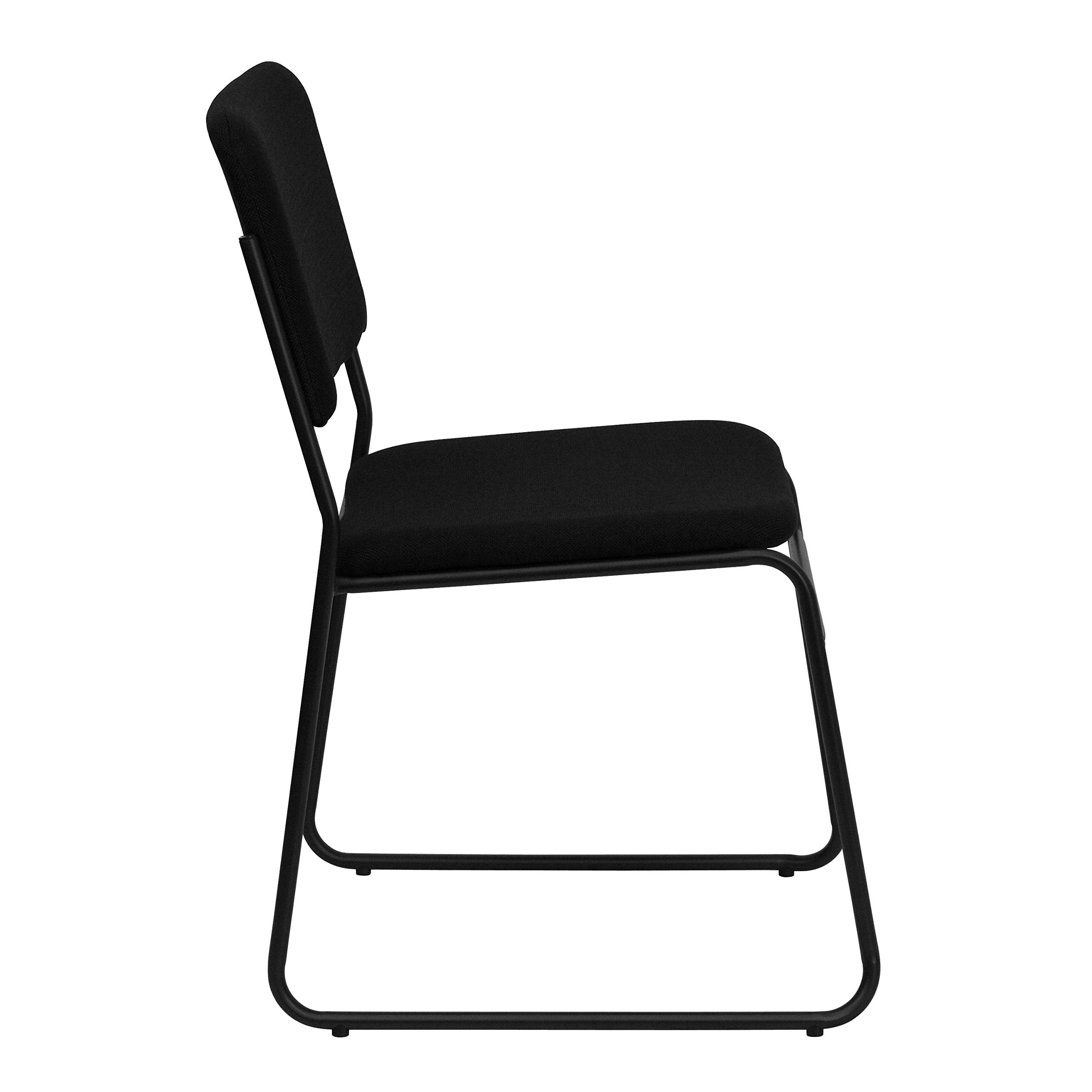 EMMA + OLIVER Heavy Duty Stacking Chairs 500 lb Capacity - Black Fabric Commercial Dining Chairs for Restaurants, Events, and Home Use