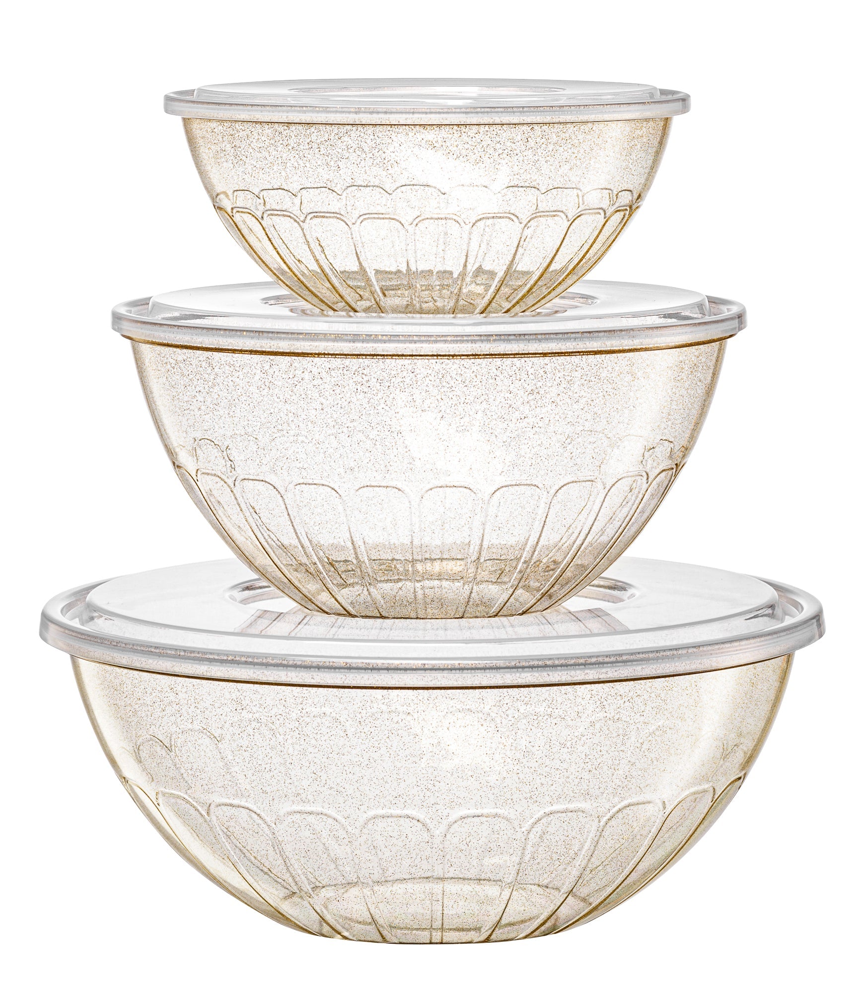 Gold Glitter Salad Bowls - Set of 3 | Elegant Party Serving Bowls for Salads, Snacks & Desserts | Perfect for Dinner Parties, BBQs & Holiday Gatherings