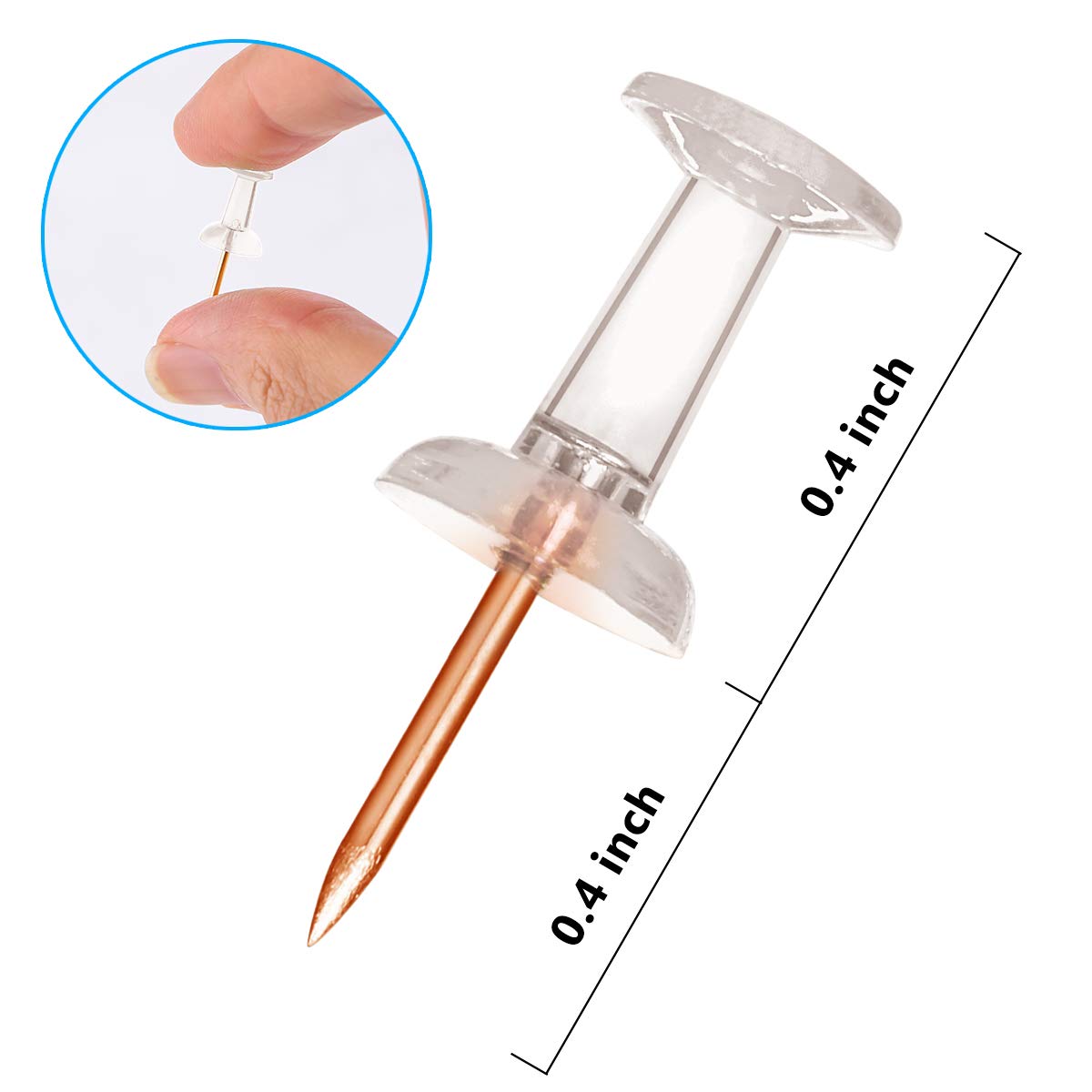 600 Count Yalis Push Pins - Rose Gold Thumb Tacks with Steel Point & Clear Plastic Head for Bulletin Boards, Office, Home & School Organization