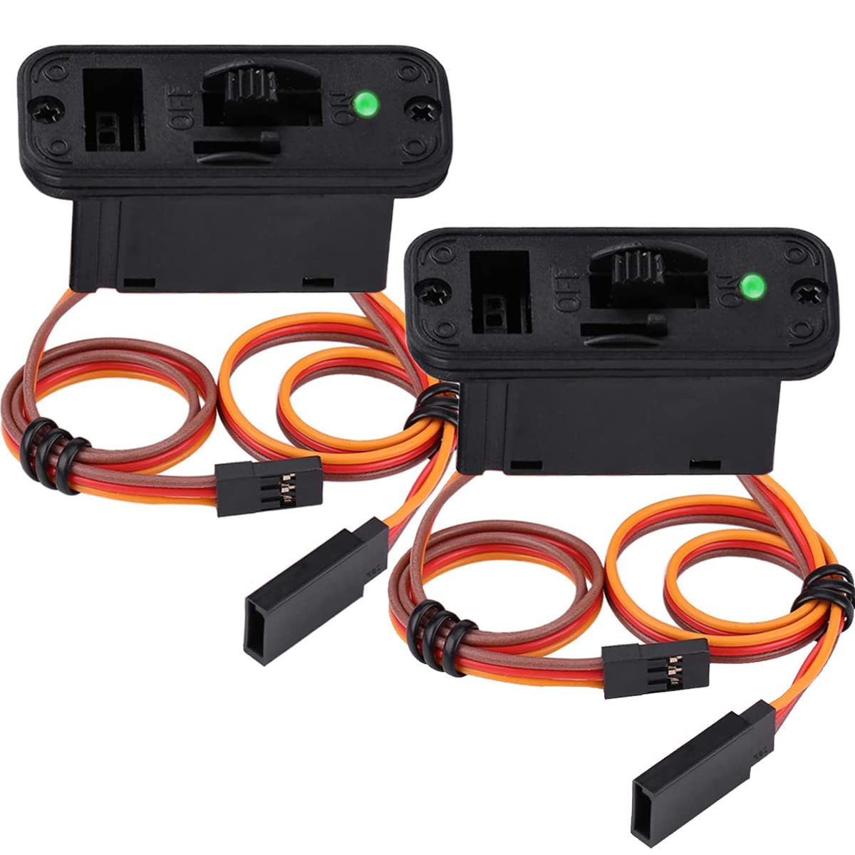 JR Heavy Duty RC Switch Connector - 2 Pack On/Off Switch with LED Indicator for Receiver & Servo | Perfect for RC Cars, Boats, Drones & Robotics Projects