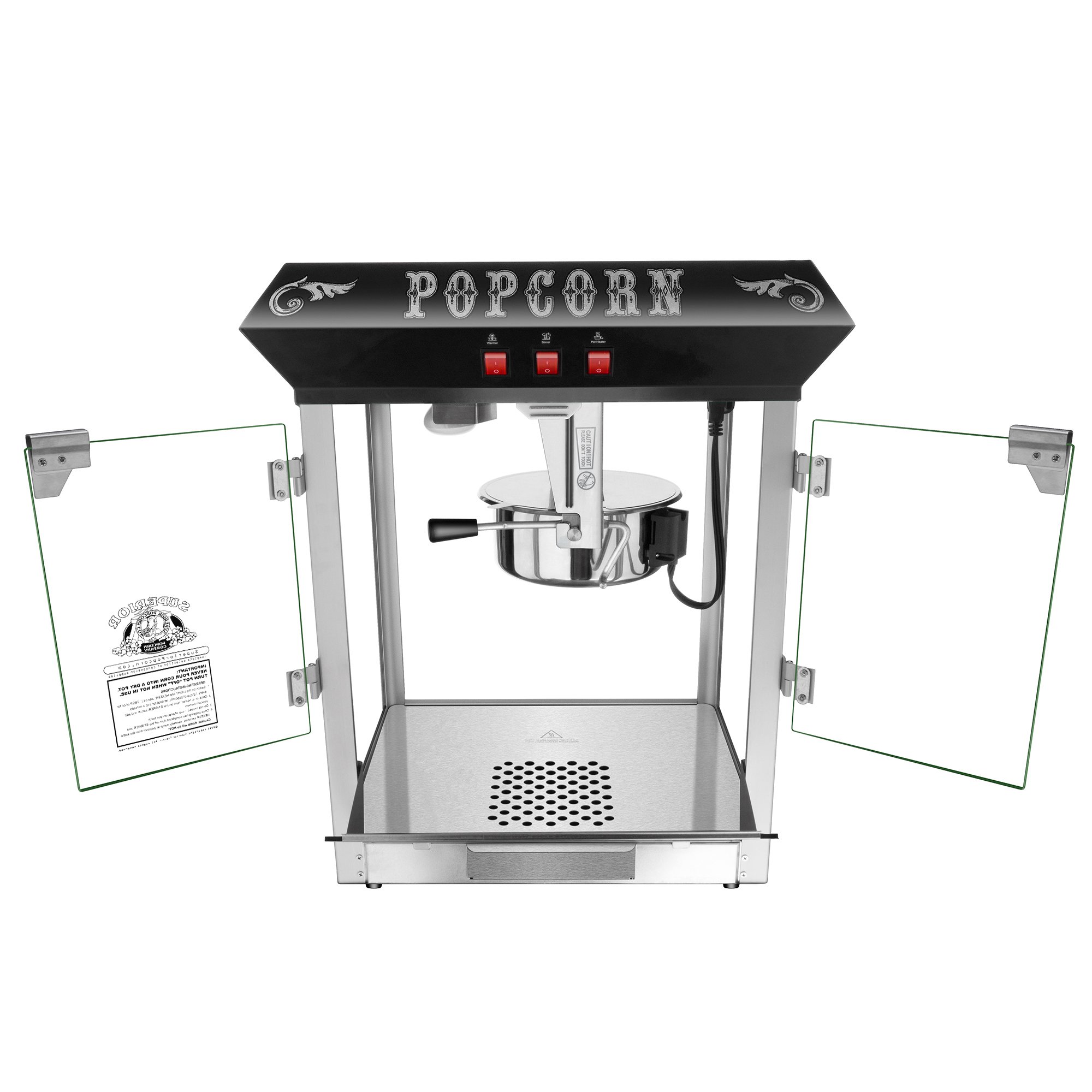Premium 3-Gallon Countertop Popcorn Machine with 8oz Kettle, Warming Tray & Scoop - Commercial Popcorn Popper for Home Theater, Parties & Snack Bars - Black by Superior Popcorn Company