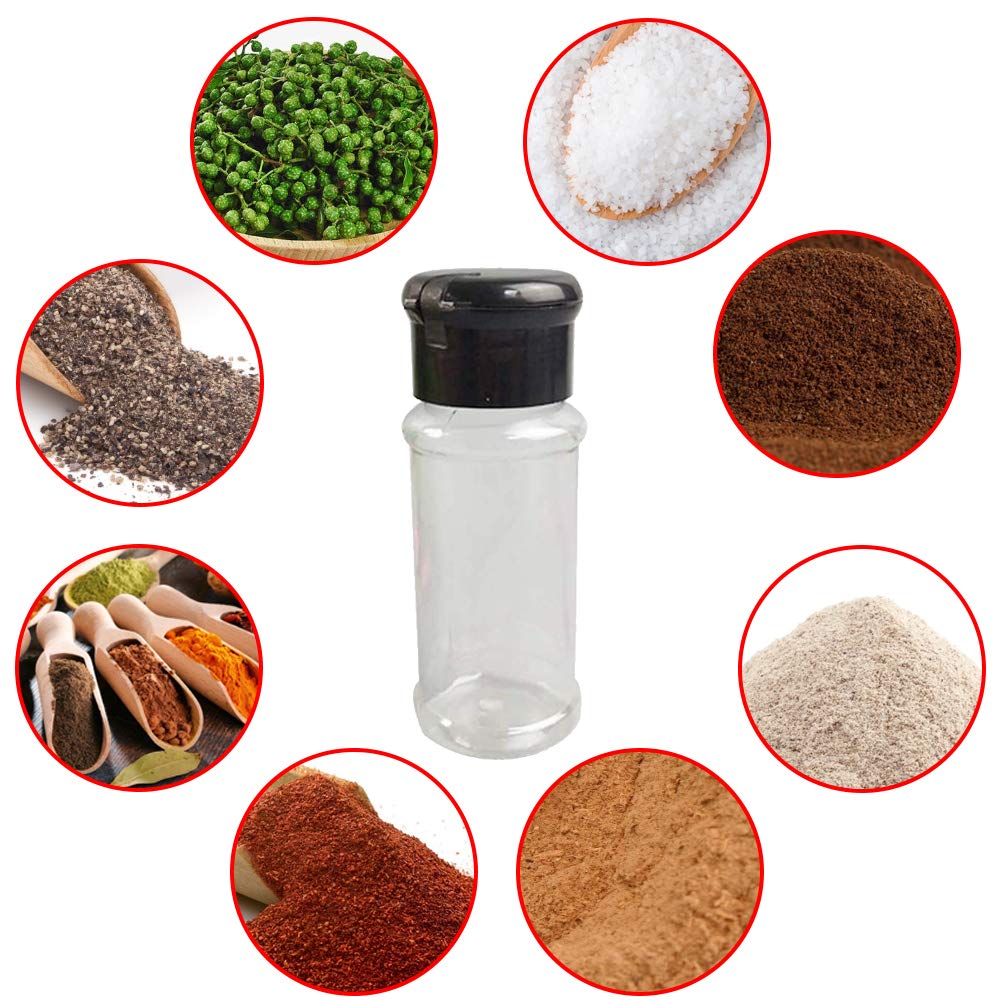 28-Piece Empty Plastic Spice Bottles Set - 2.5 oz (75ml) Black Spice Jars for BBQ Seasonings, Salt, Pepper & Glitter Storage - Perfect for Kitchen Organization, Craft Supplies & Party Decorations