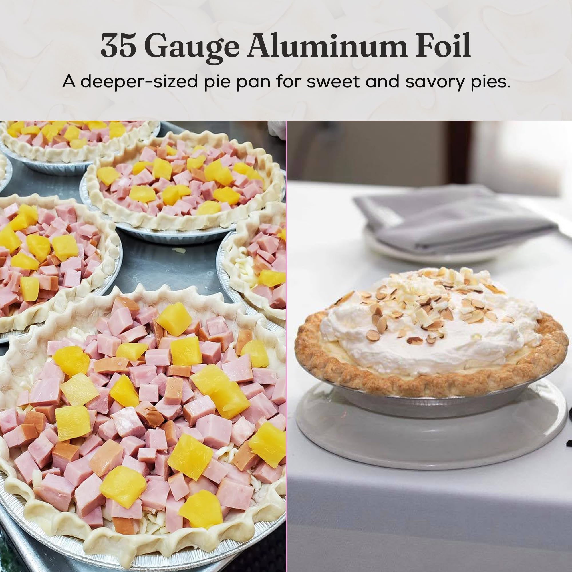 KitchenDance 9-Inch Disposable Aluminum Pie Pans - Heavy Duty Round Foil Baking Pans for Pies, Quiches & Desserts - Pack of 500 (Reusable for Baking, Cooking & Meal Prep) - Perfect for Home Bakers, Catering & Holiday Cooking