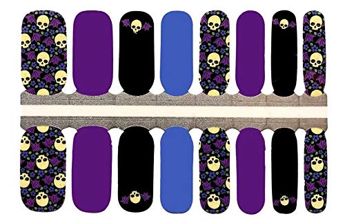 Halloween Skulls and Bats Nail Polish Wraps - Self-Adhesive Nail Art Stickers for Halloween Party, Spooky Nail Designs, Easy DIY Manicure - Perfect for Costume Parties, Trick or Treat, and Festive Nail Art