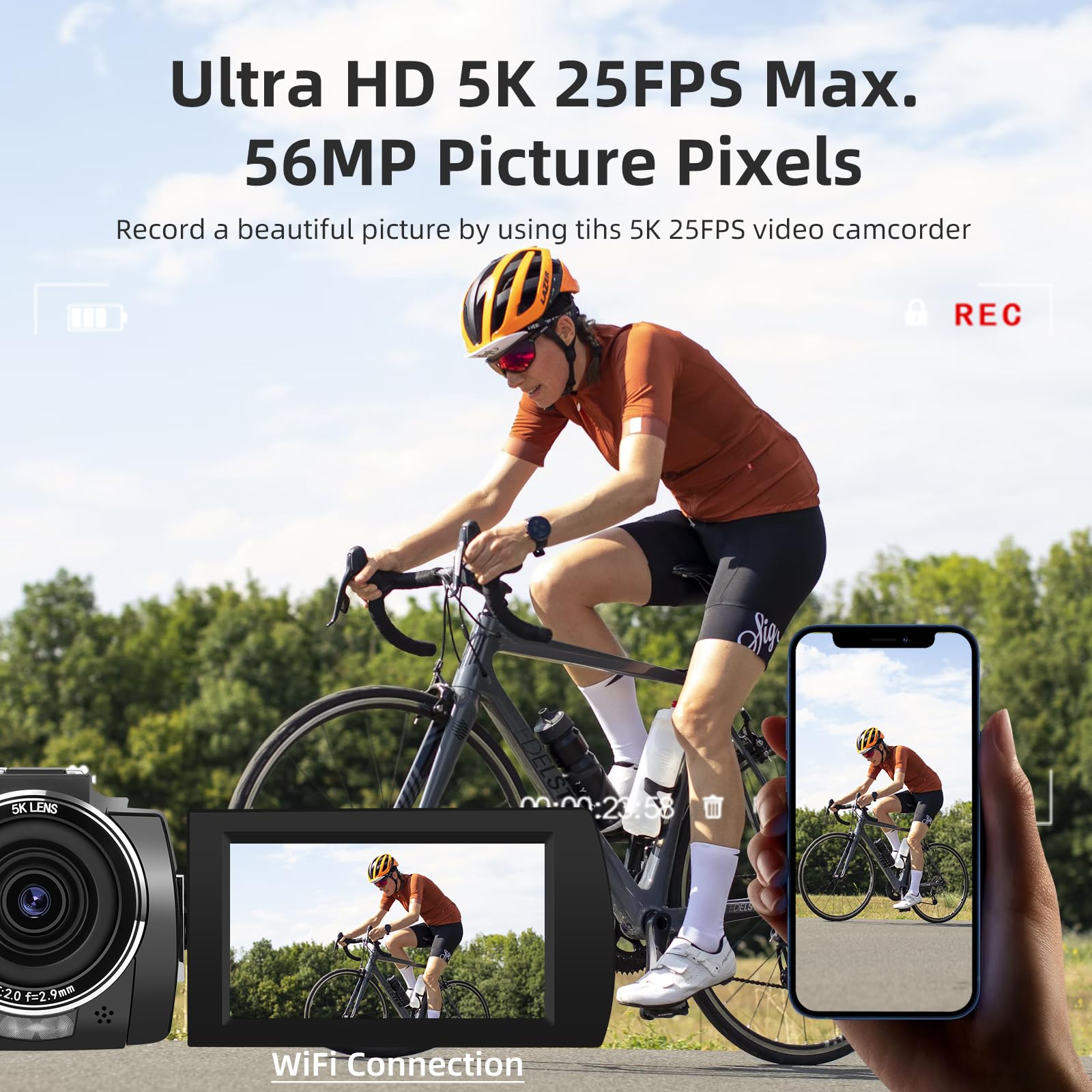 ORDRO AE20 5K Digital Video Camera with Night Vision, 95° Wide Angle Lens, WDR & EIS Stabilization - Perfect for Travel Vlogging, YouTube Content Creation, and Low-Light Recording