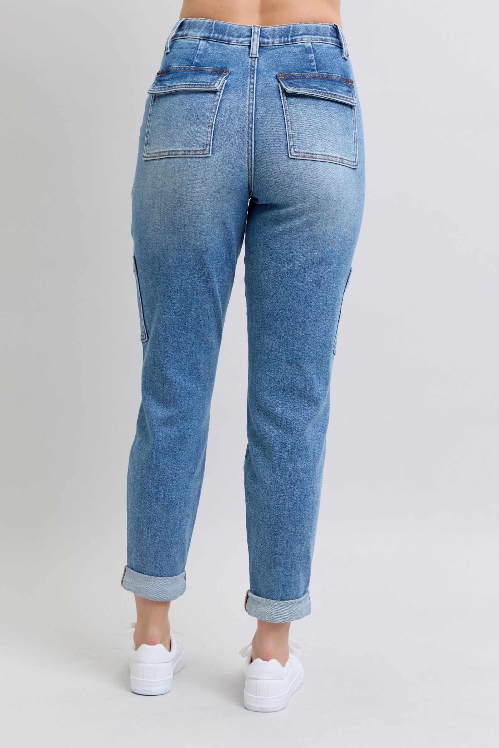 Clayton High Rise Cuffed Cargo Denim Jogger Pants for Women - Stylish & Comfortable Casual Wear for Running, Travel & Everyday Outfits