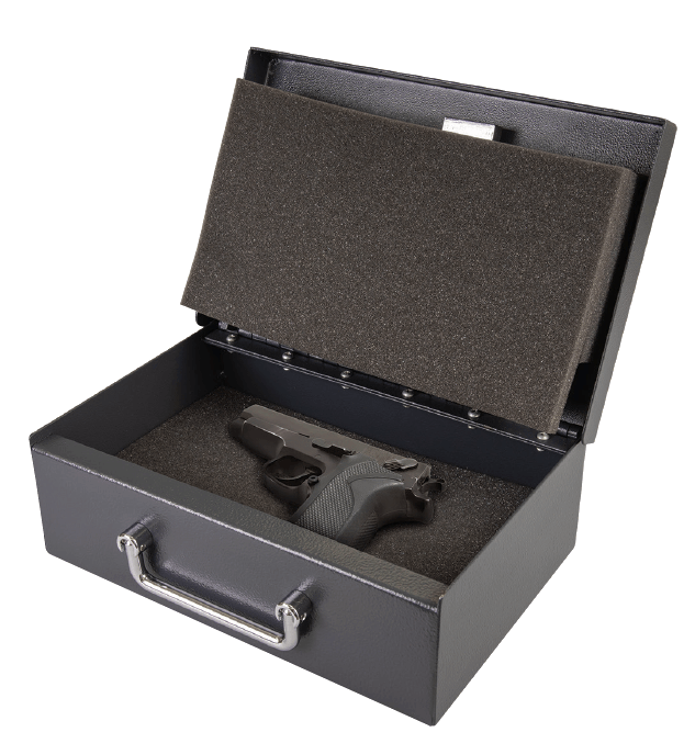 AMSEC PS1208EZ Portable Handgun Safe - Compact & Secure Pistol Storage for Home, Car, Travel & Personal Safety | Quick Access Biometric Lock
