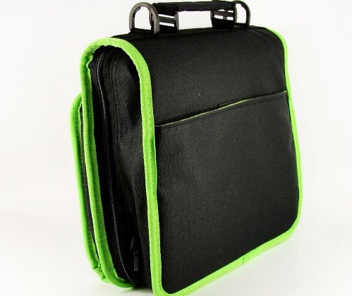 Premium Electric Green & Black Twin Compartment Shoulder Bag for Amazon Kindle Fire Tablet - Protective Case & Travel Accessories - Perfect for Commuting, Travel, and Daily Use