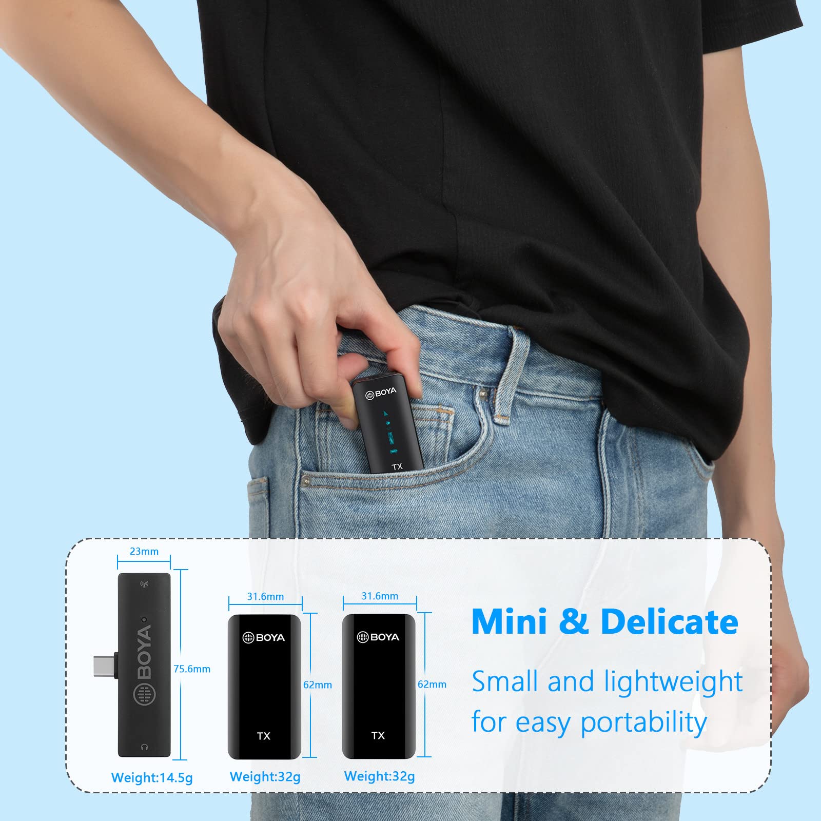 BOYA BY-XM6-S6 Wireless Lavalier Microphone with USB-C - Mini Clip-on Mic with Portable Transmitter & Receiver for Android Smartphones, Podcasting, YouTube Vlogging, Facebook Live & Video Recording - Perfect for Content Creators, Streamers & Online Meetings