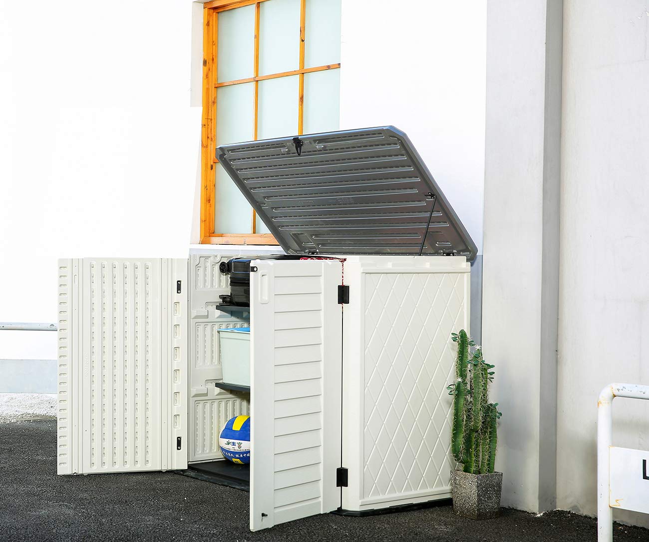 HOMSPARK 26 Cu.ft Weather-Resistant Outdoor Storage Shed - Horizontal Design for Bikes, Lawnmowers, Trash Cans & Patio Accessories | Durable Backyard & Garden Storage Solution for All Seasons