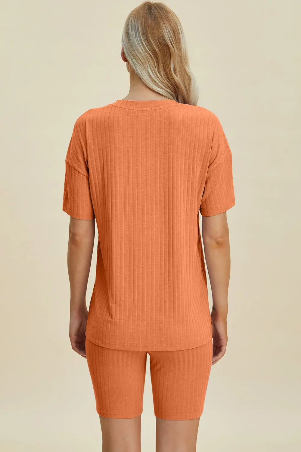 Basic Bae Full Size Ribbed V Neck Short Sleeve Top and Shorts Set - Women's Casual Summer Outfit for Beach, Lounge & Everyday Wear