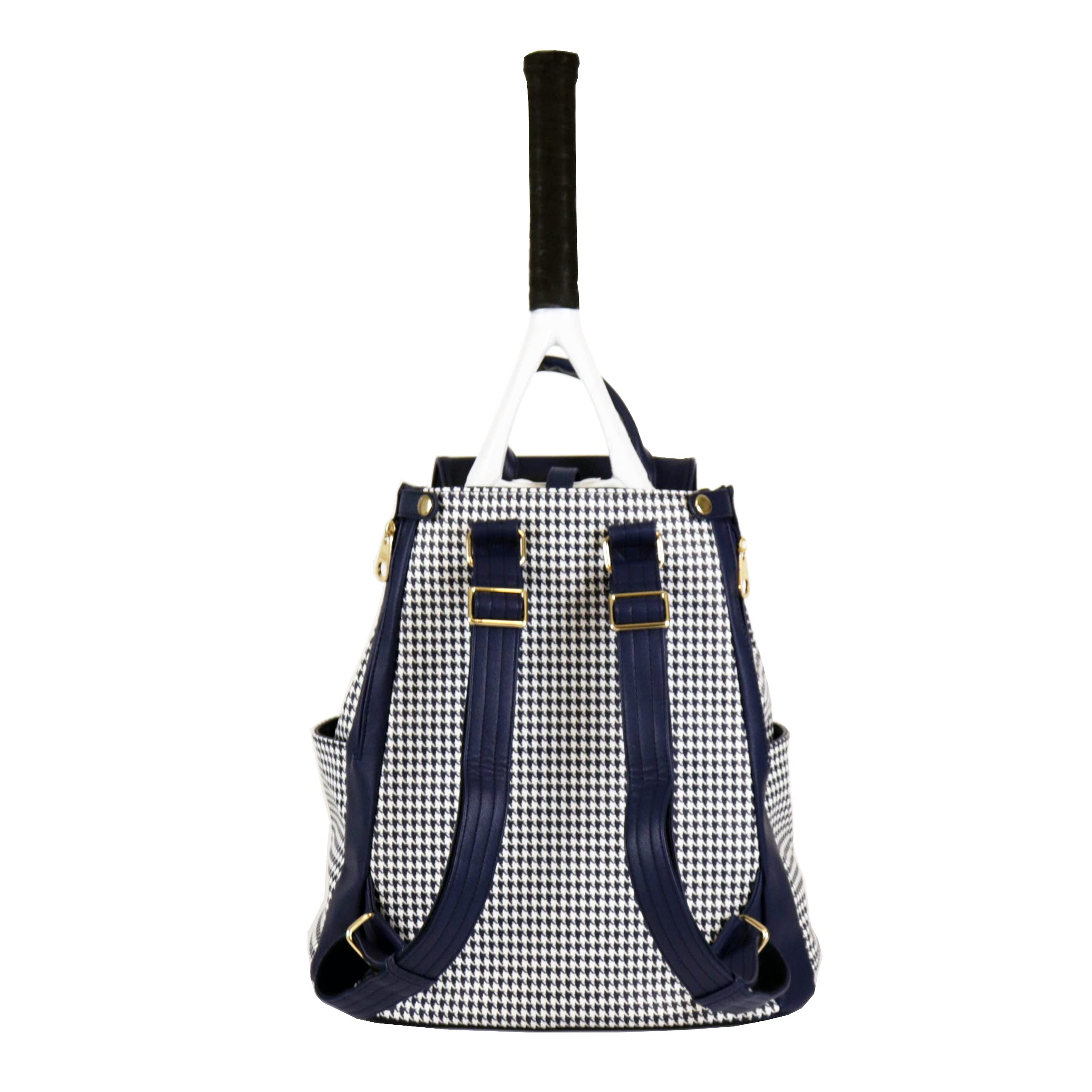 Premium Hampton Houndstooth Blue Tennis & Pickleball Backpack - Stylish Court Couture for Women & Men - Perfect for Sports, Gym, Travel & Daily Use