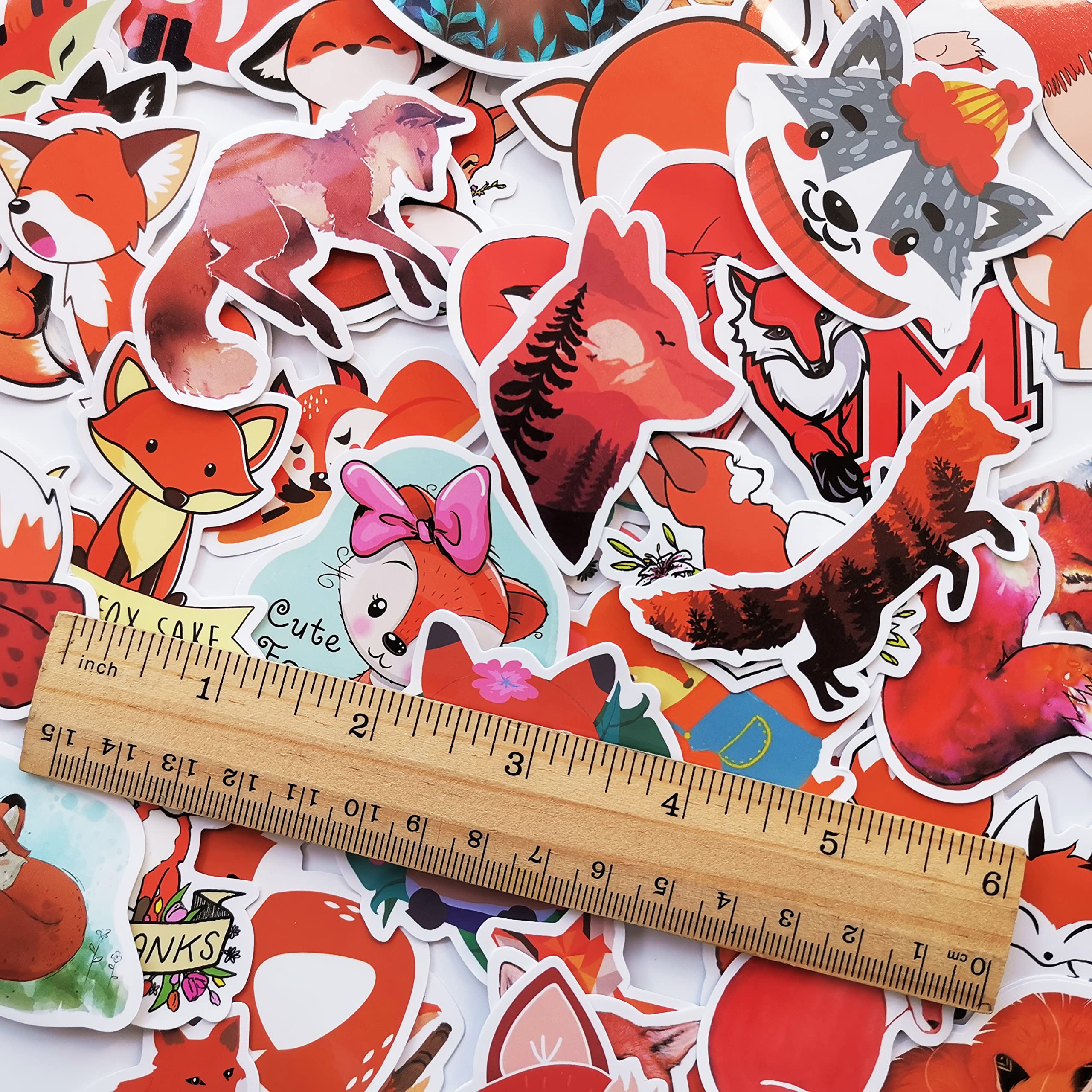 Adorable Kawaii Fox Stickers - Waterproof Vinyl Decals for Bicycle Helmets, School Lockers, Windows, Laptops & DIY Crafts - Cute Animal Decor for Kids Rooms, Scrapbooking & Gift Wrapping