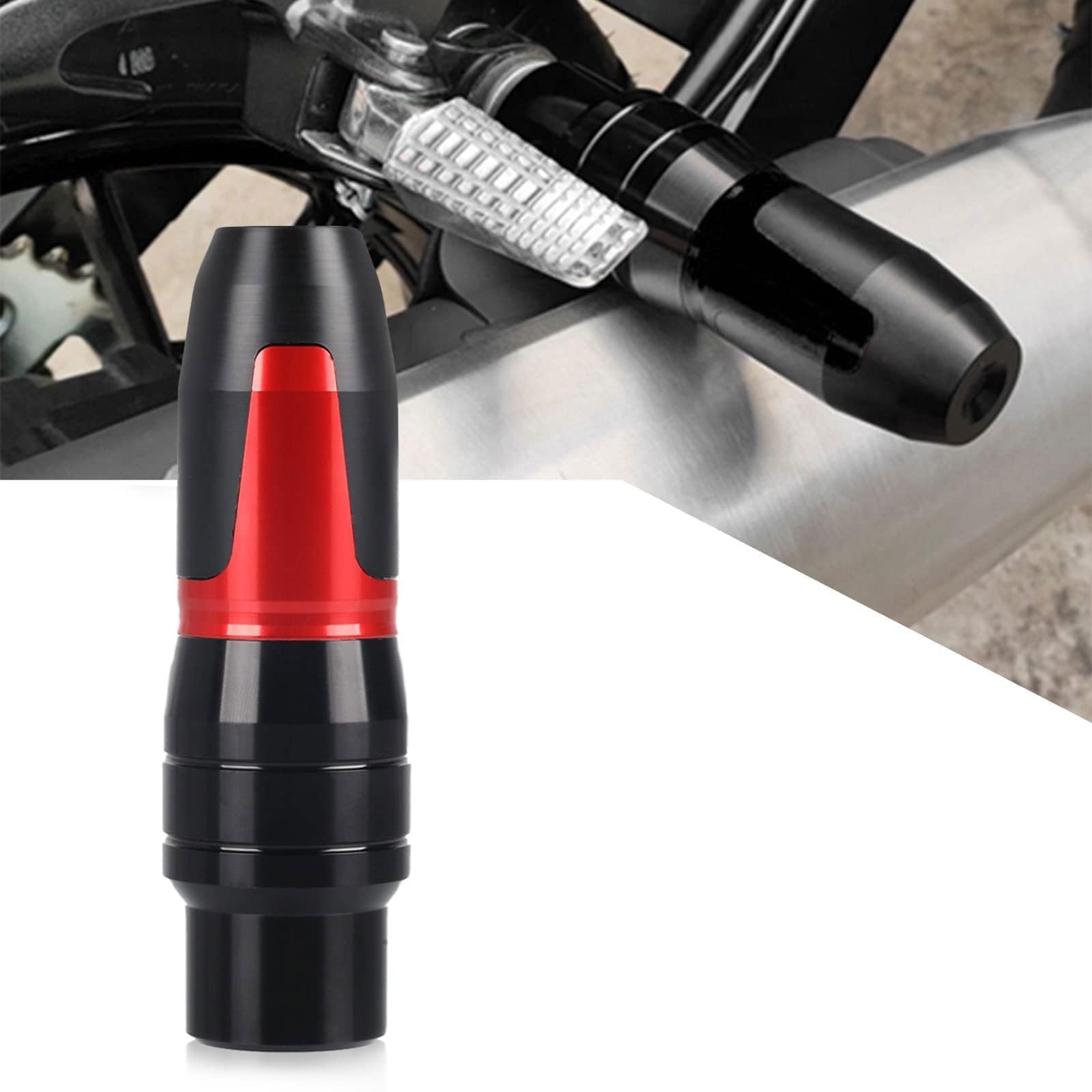 Universal Motorcycle Exhaust Pipe Protector - Anti-Falling Bar Frame Sliders (Red) - Fits Multistrada, CB300R, CBR500R, ZX6R, ZX14R, Ninja 500, RSV4, RC51 - Perfect for Street Bikes and Racing Motorcycles