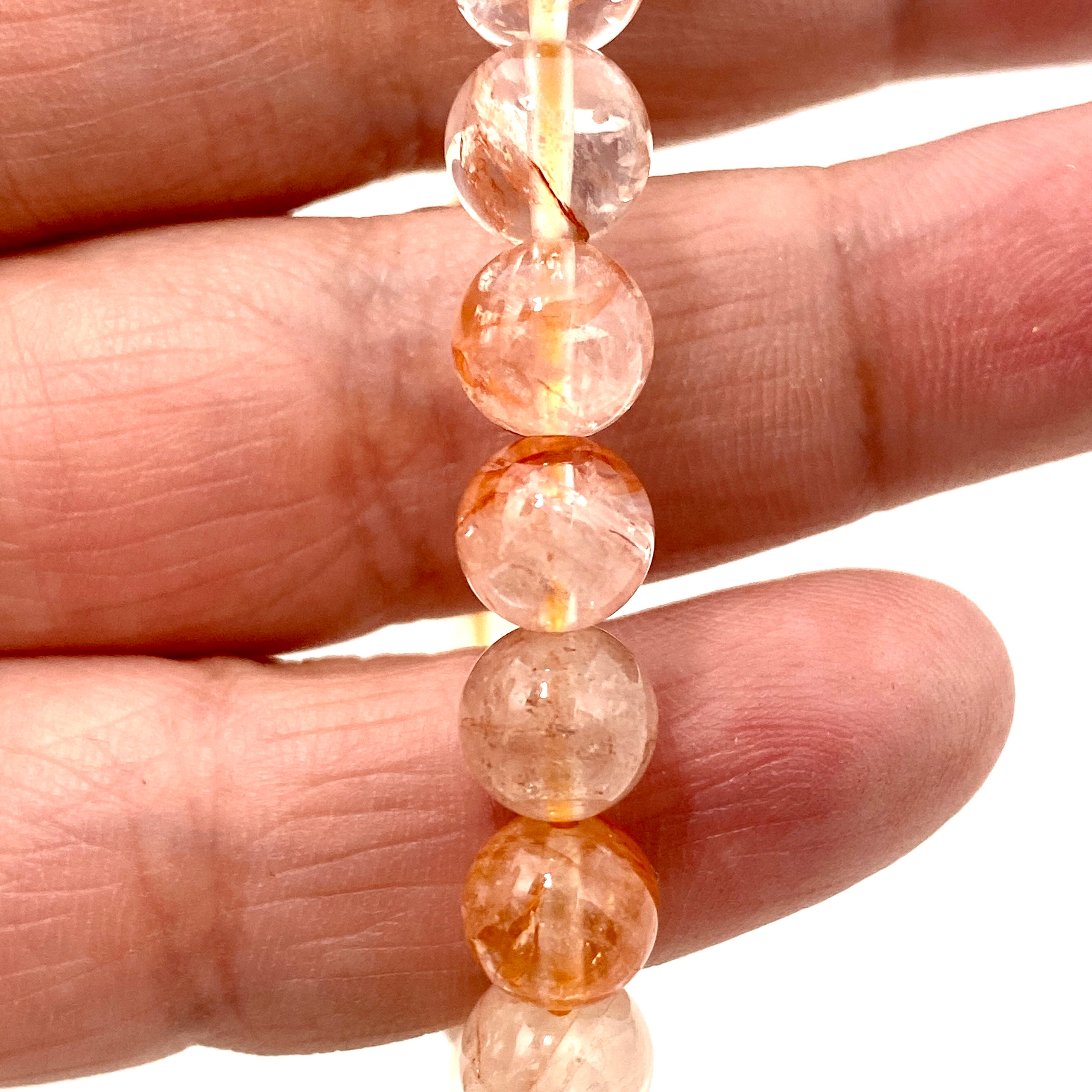 Red Hematoid Fire Quartz & Gold Hematoid Quartz Golden Healer Bracelet - Natural Crystal Healing Jewelry for Energy Balance & Chakra Alignment - Perfect for Meditation, Yoga & Spiritual Wellness