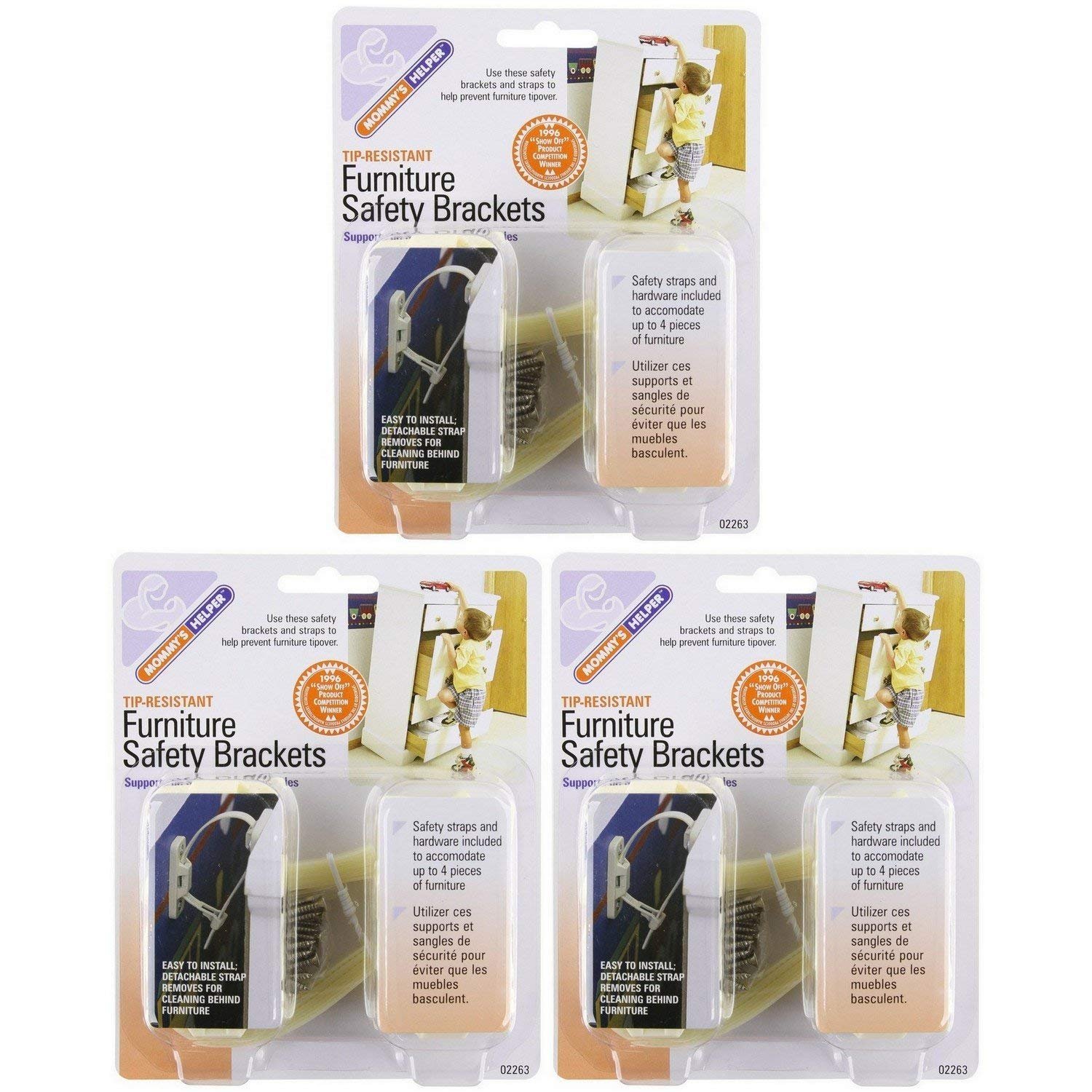 Tip-Resistant Furniture Safety Brackets - 3 Pack | Secure Heavy Furniture & Prevent Tip-Over Accidents | Perfect for Baby Proofing & Child Safety in Homes & Daycares