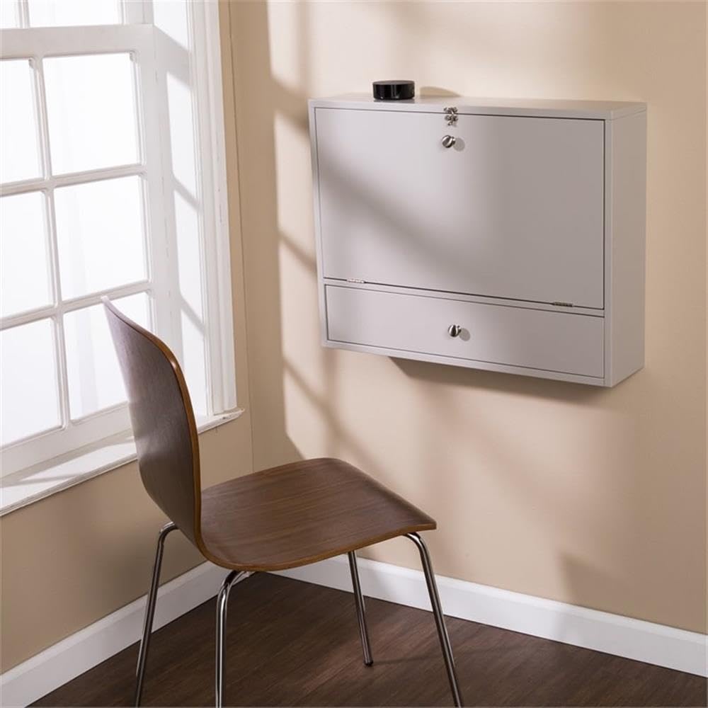 SEI Furniture Benwick Wall Mount Laptop Desk - Space Saving Floating Desk for Small Spaces, Home Office & Dorm Room, Gray - Perfect for Work, Study & Remote Learning