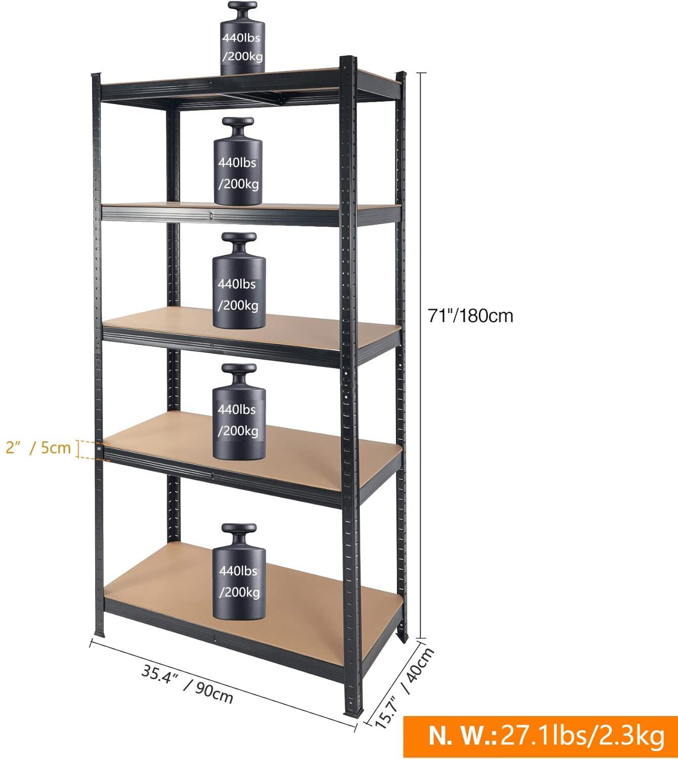 2000LBS Heavy Duty Garage Storage Shelves - Industrial Strength Metal Racking Units for Workshop, Basement & Garage Organization (Perfect for Tools, Car Parts & Home Storage)