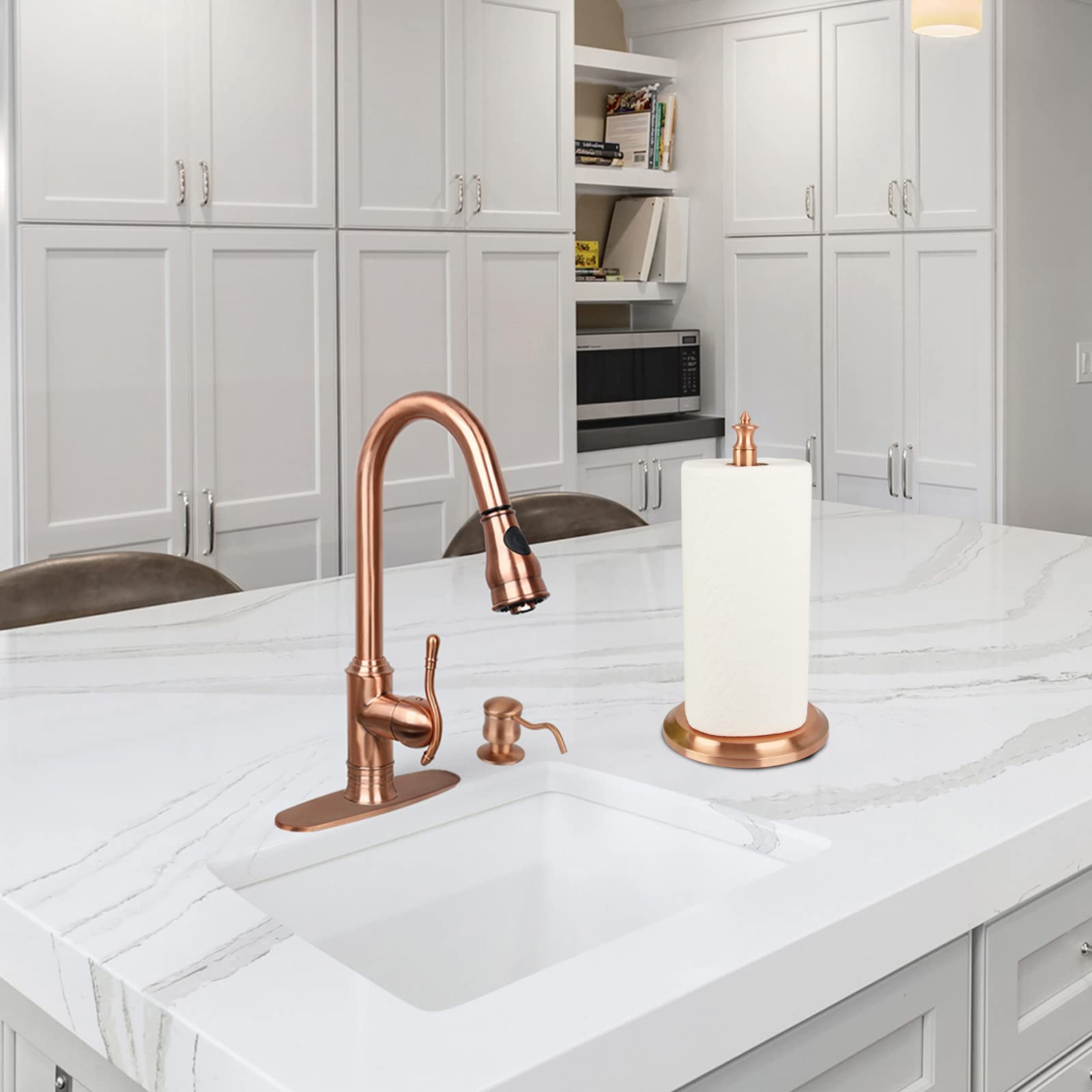 Premium Copper Paper Towel Holder Stand - Classic Kitchen & Dining Room Countertop Organizer | Perfect for Home, Office, and Restaurant Use