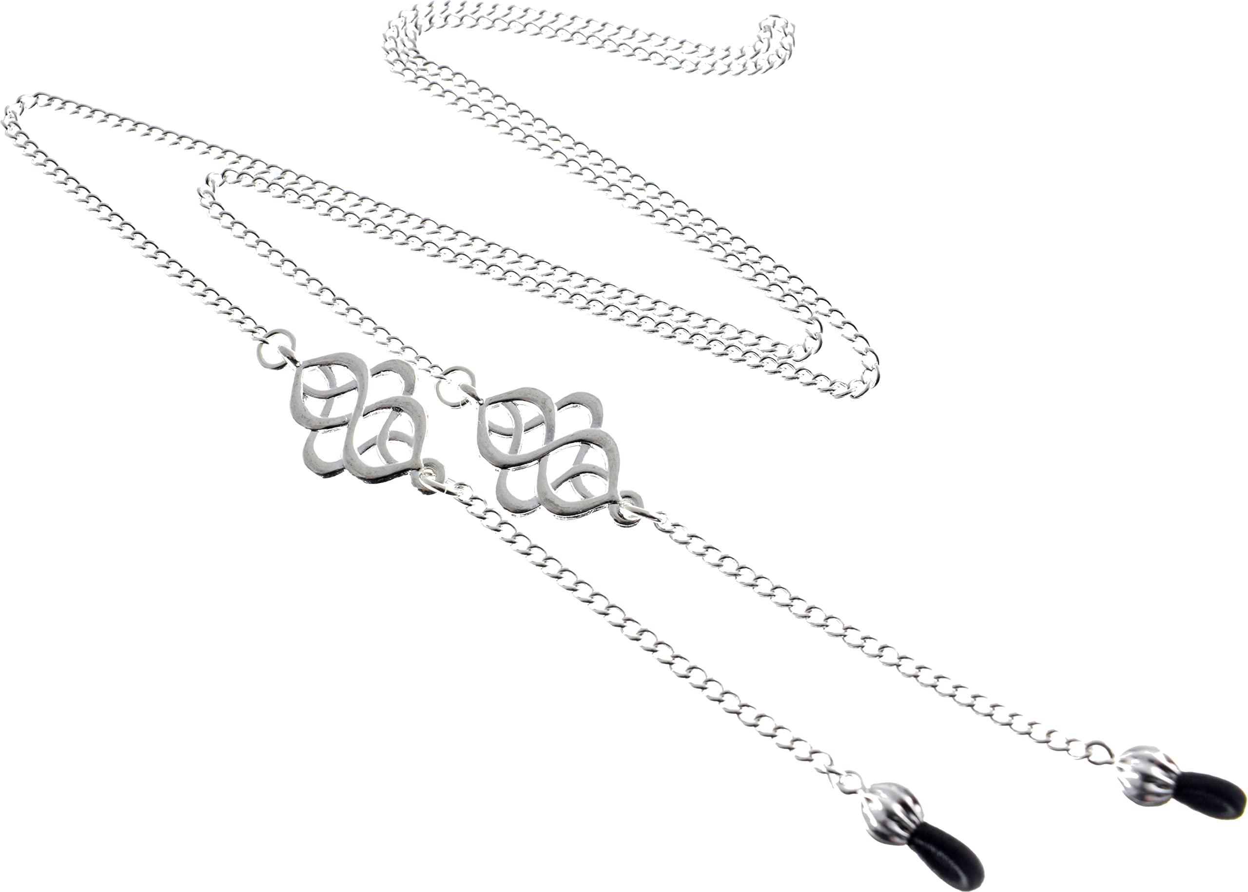 Women's Eyeglass Chain with Celtic Knot Design & Silver Plated Curb Link - Adjustable Glasses Holder for Reading, Sunglasses & Prescription Frames (Perfect for Work, Travel & Daily Wear)