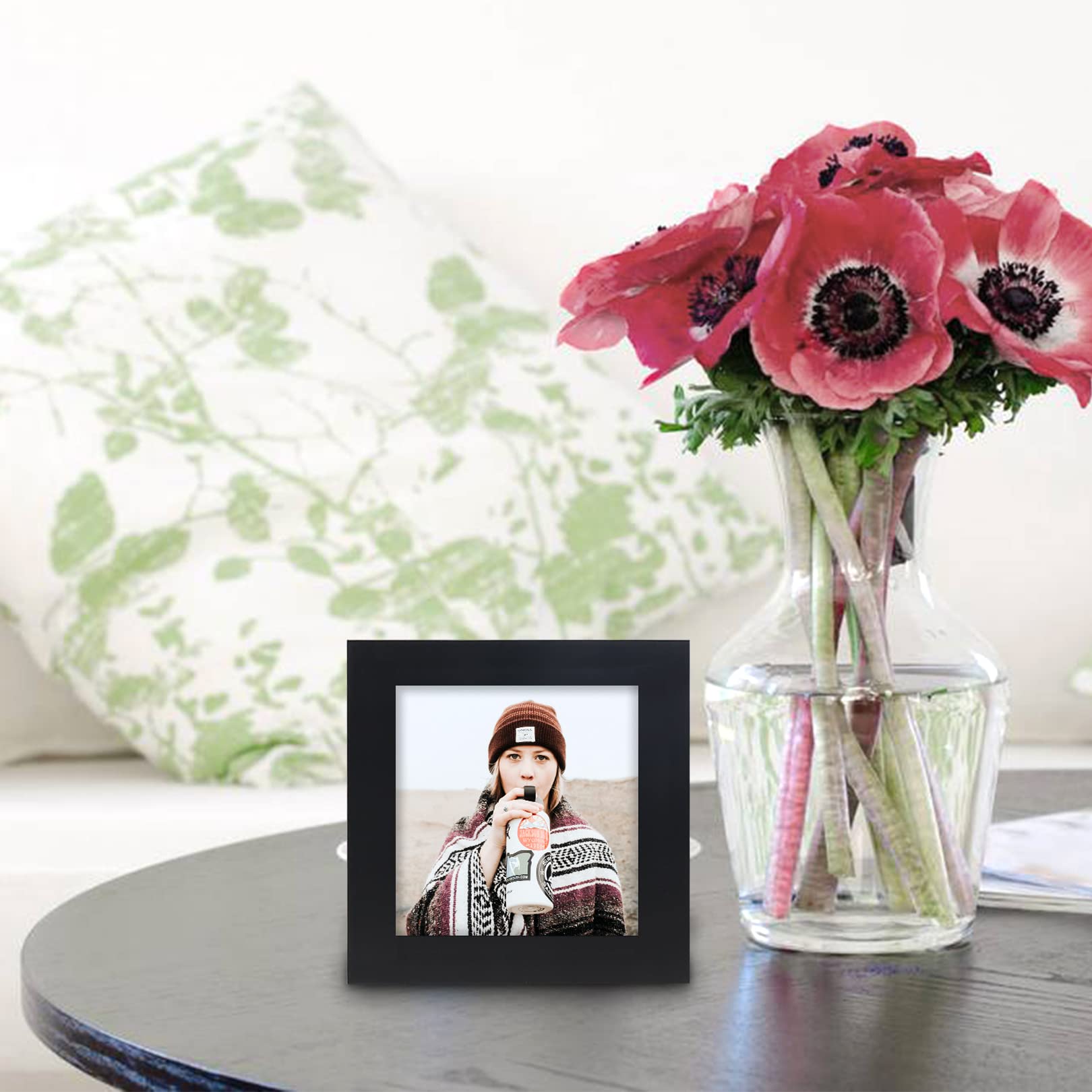 4x4 Black Solid Wood Picture Frames - 2 Pack for Wall Mount & Tabletop Display - Perfect for Home Decor, Office, Gallery & Gift Giving