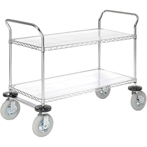 Nexel 2-Tier Wire Shelves Utility Cart with Pneumatic Wheel Casters - 18