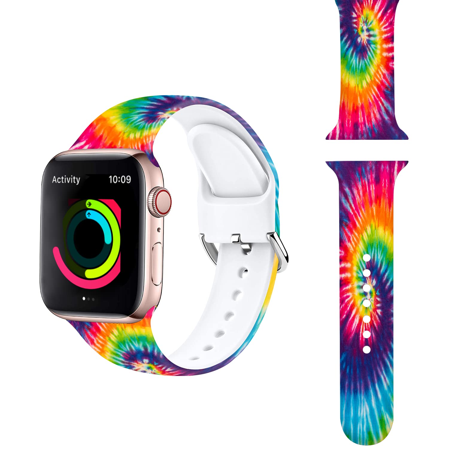 Soft Silicone Replacement Bands for Apple Watch 38mm 40mm 41mm 42mm 44mm 45mm - Stylish Pattern Printed Wristbands Compatible with Series 7/6/5/4/3/2/1 - Perfect for Workouts, Running & Everyday Wear for Men & Women
