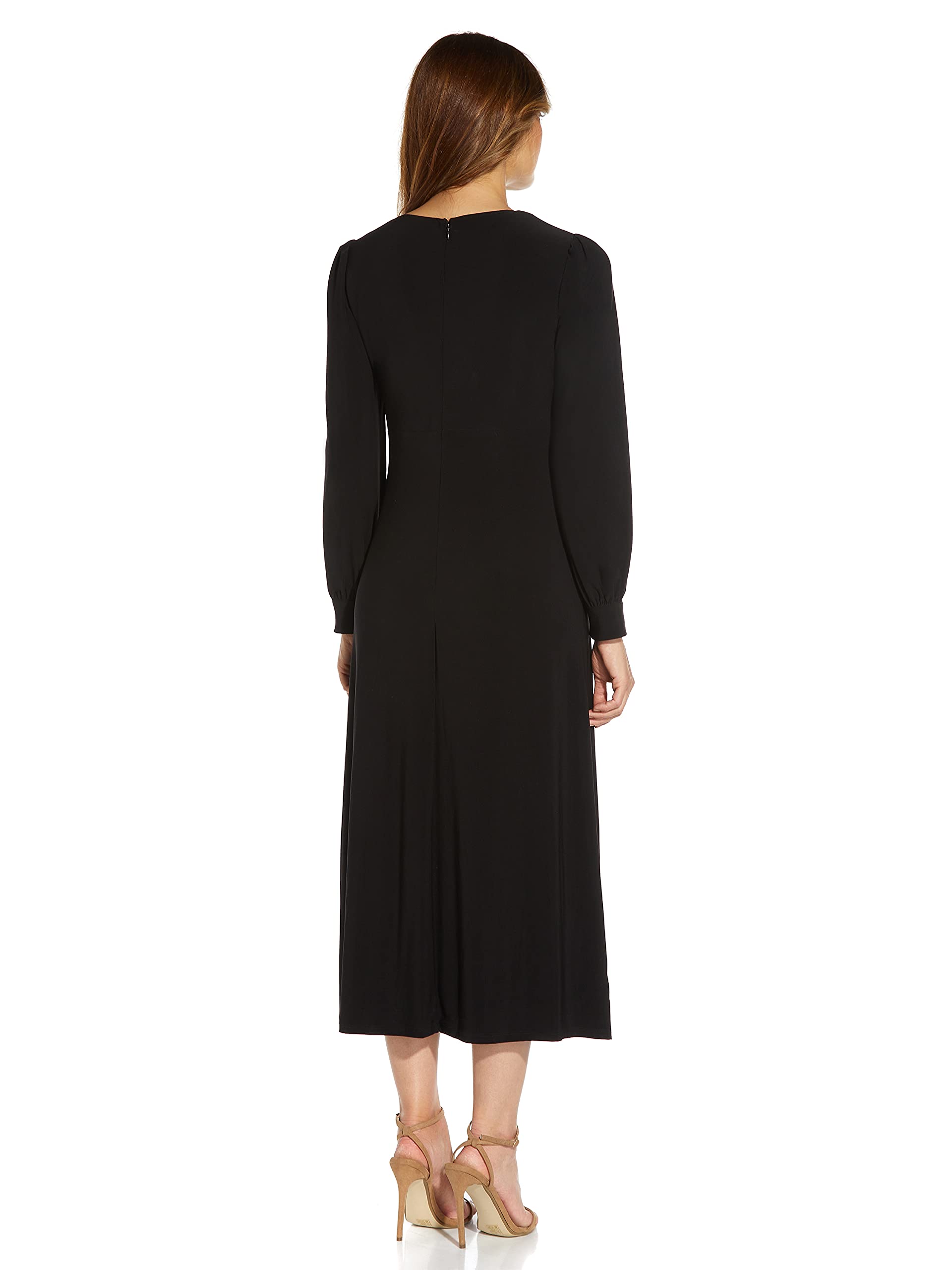 Adrianna Papell Women's Jersey Pleated Midi Dress - Elegant Flowy Knee-Length Dress for Weddings, Parties & Special Occasions
