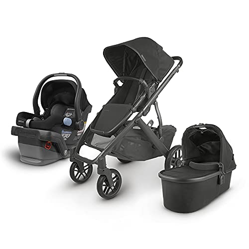 UPPAbaby Vista V2 Stroller with Mesa Infant Car Seat - Black/Carbon/Black Leather | Premium Baby Travel System for Newborns & Toddlers | Perfect for City Walks, Shopping & Family Outings