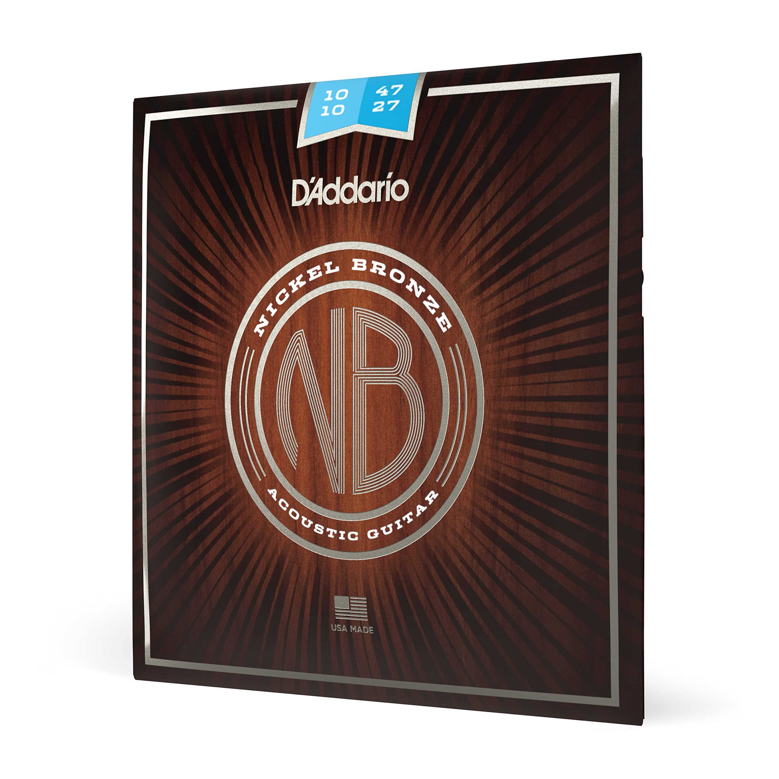 D'Addario NB1047-12 Nickel Bronze Acoustic Guitar Strings - Light Gauge 10-47, 12-String Set (Pack of 1) | Perfect for Studio Recording, Live Performances & Extended Play Sessions