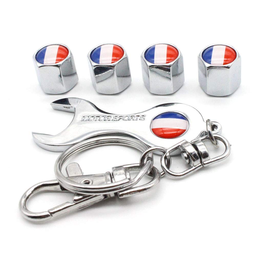 5Pcs/Set Anti-Theft Car Wheel Tire Air Valve Caps with Wrench Keychain - Zinc Alloy Stem Dust Covers for Auto Accessories & Decoration - Perfect for Car Enthusiasts, Birthday Gifts & Vehicle Protection