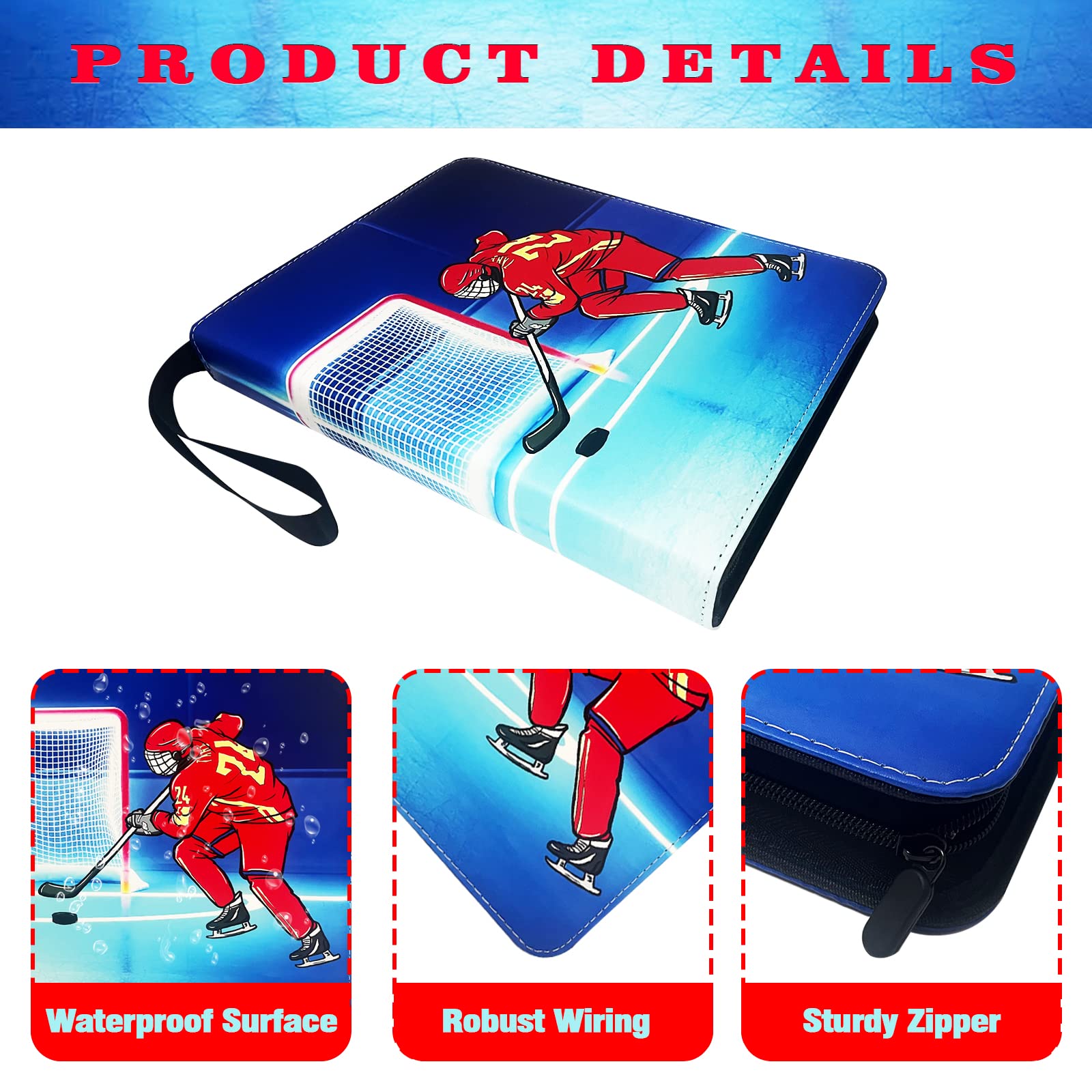 Premium 900-Pocket Hockey Card Binder - Trading Card Collector Album with 50 Removable Sleeves for Sports & Hockey Cards | Perfect for Organizing, Displaying, and Protecting Your Valuable Card Collection at Home or Tournaments
