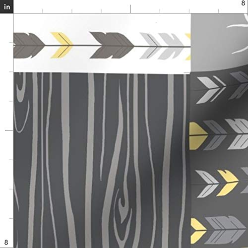 Premium Spoonflower Upholstery Velvet Fabric by The Yard - Patchwork Deer Yellow Rotated Cheater Quilt Design in Gender Neutral Grey | Home Decor, Apparel & Quilting Projects | Perfect for DIY Furniture, Clothing & Crafting
