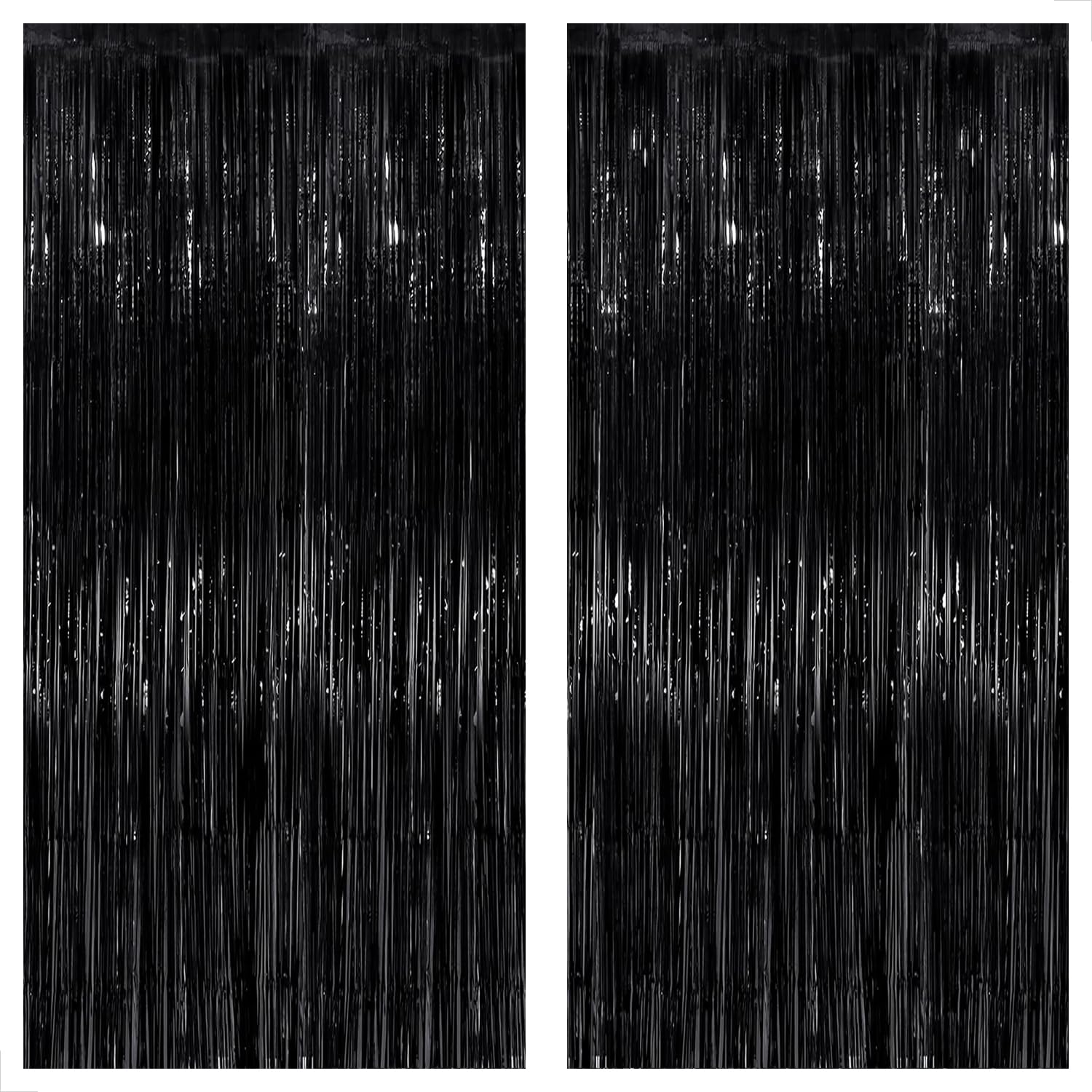 KatchOn XtraLarge Black Foil Streamers - 3.2x8 Feet, Pack of 2 | Shiny Black Backdrop for Birthday & Graduation Decorations 2025 | Party Supplies, Photo Booth Background, Stage Decor | Perfect for Events, Weddings, Baby Showers