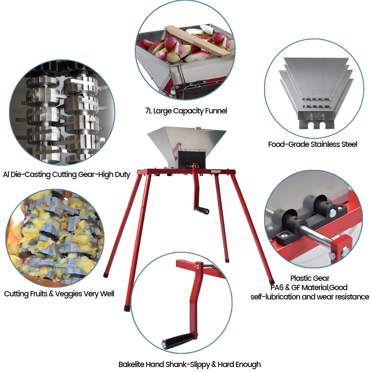 Premium 1.6 Gallon Apple Cider Press with Fruit Crusher & Stand - Stainless Steel Wine Making Kit for Home Brewing - Perfect for Crafting Apple Wine, Cider & Juices at Home
