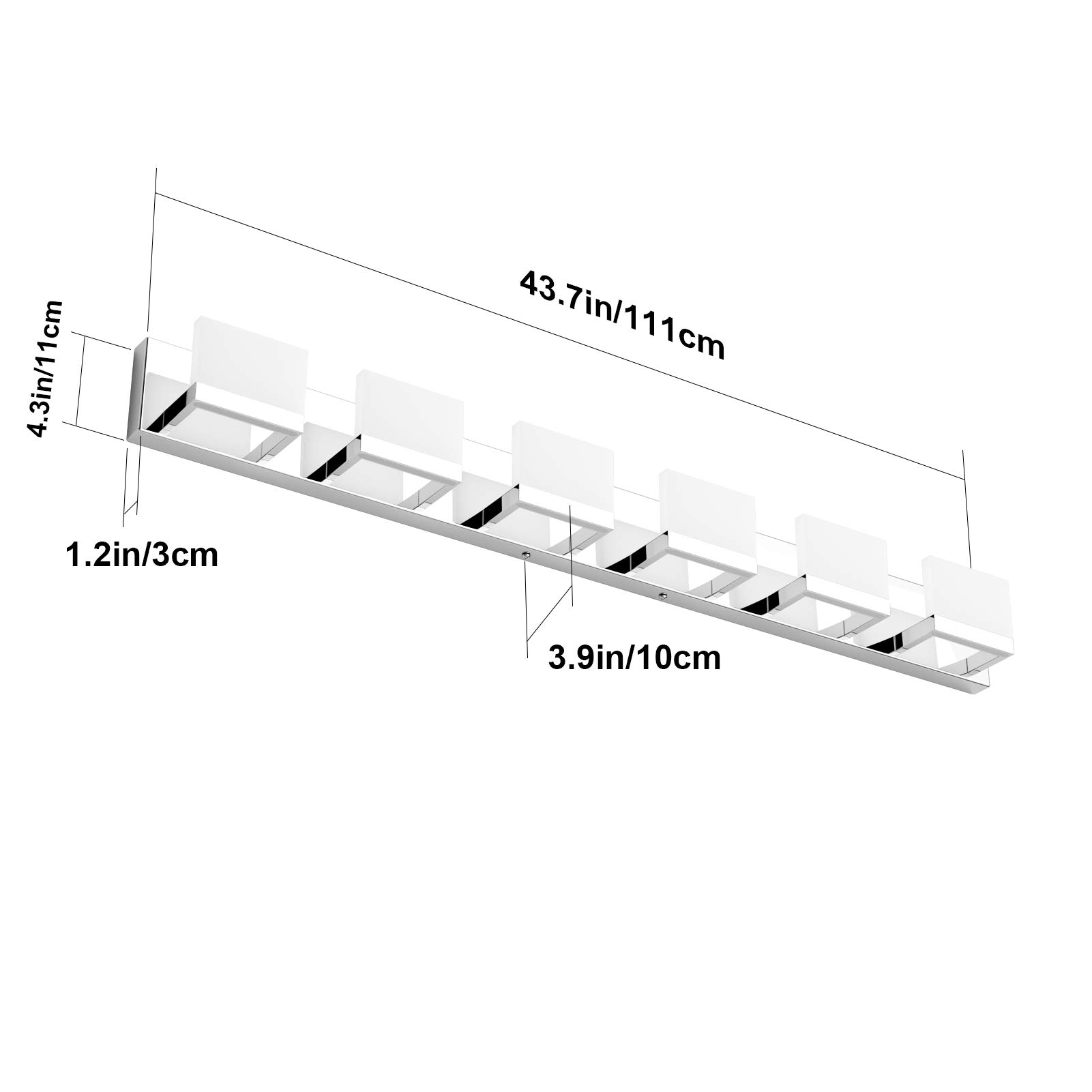 Tipace 6-Light Dimmable LED Vanity Mirror Light Fixture - Modern Chrome Bathroom Wall Sconce with 6000K White Light for Makeup, Shaving & Grooming