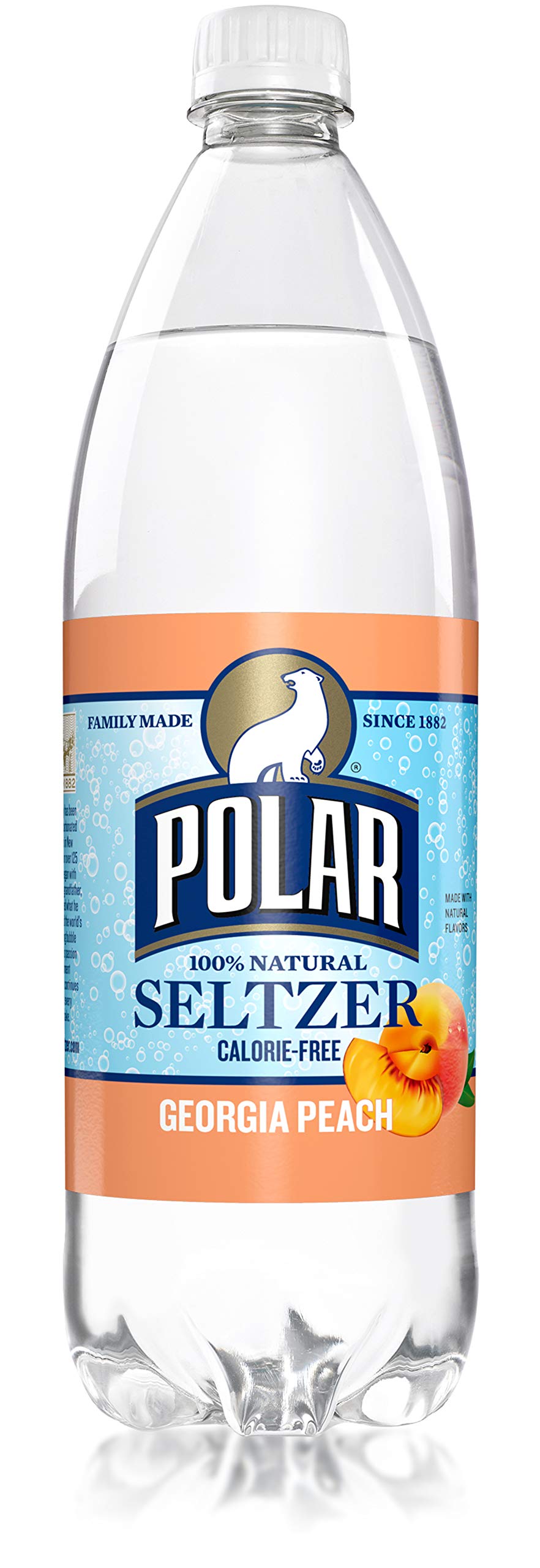 Refreshing Polar Seltzer Georgia Peach Sparkling Water - 12 Pack (33.8 Fl Oz Each) | Low Calorie, Zero Sugar Carbonated Drink for Parties, Picnics & Healthy Hydration
