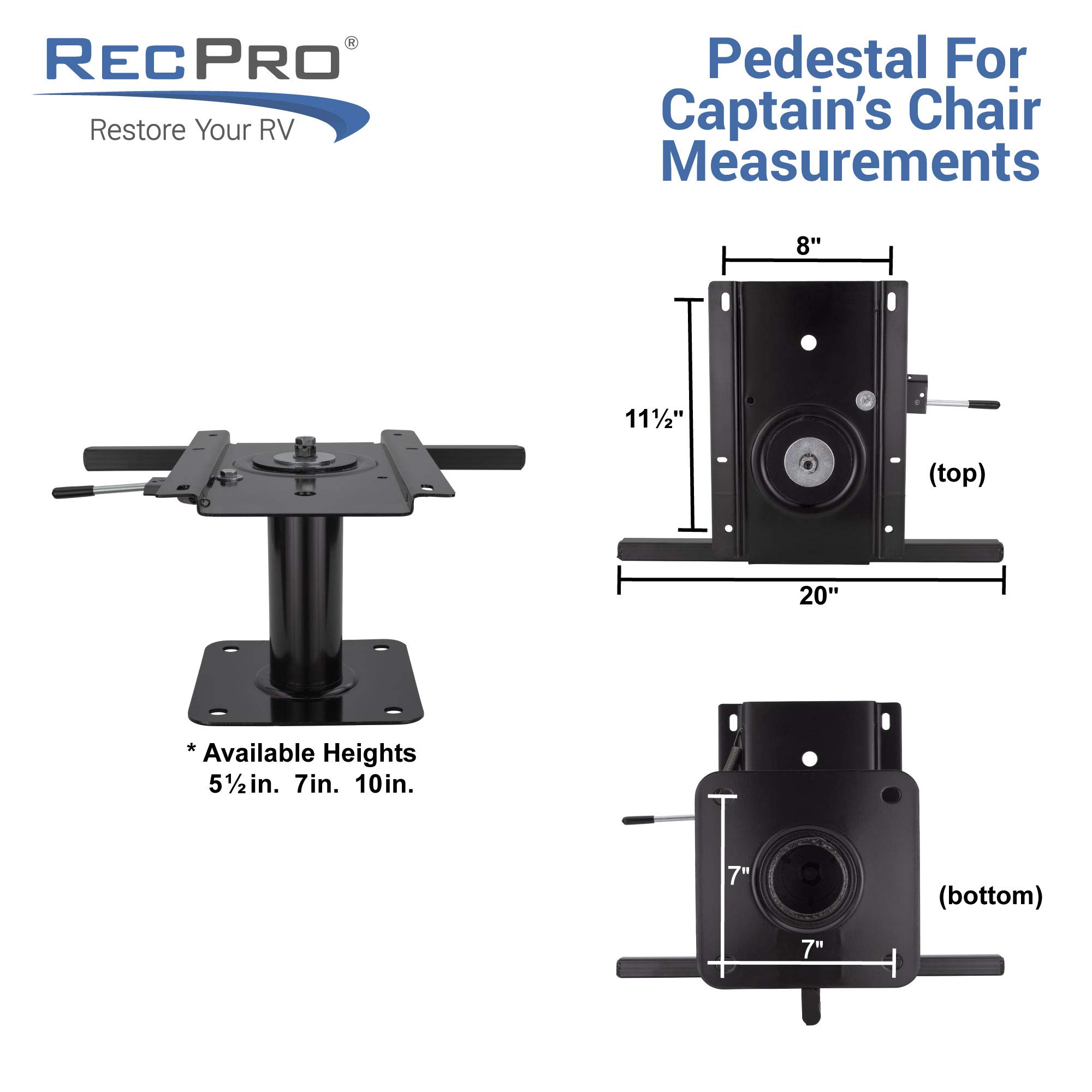 RecPro RV Pedestal Captains Chair with Mounting Base – Comfortable Driver & Passenger Seat (5.5