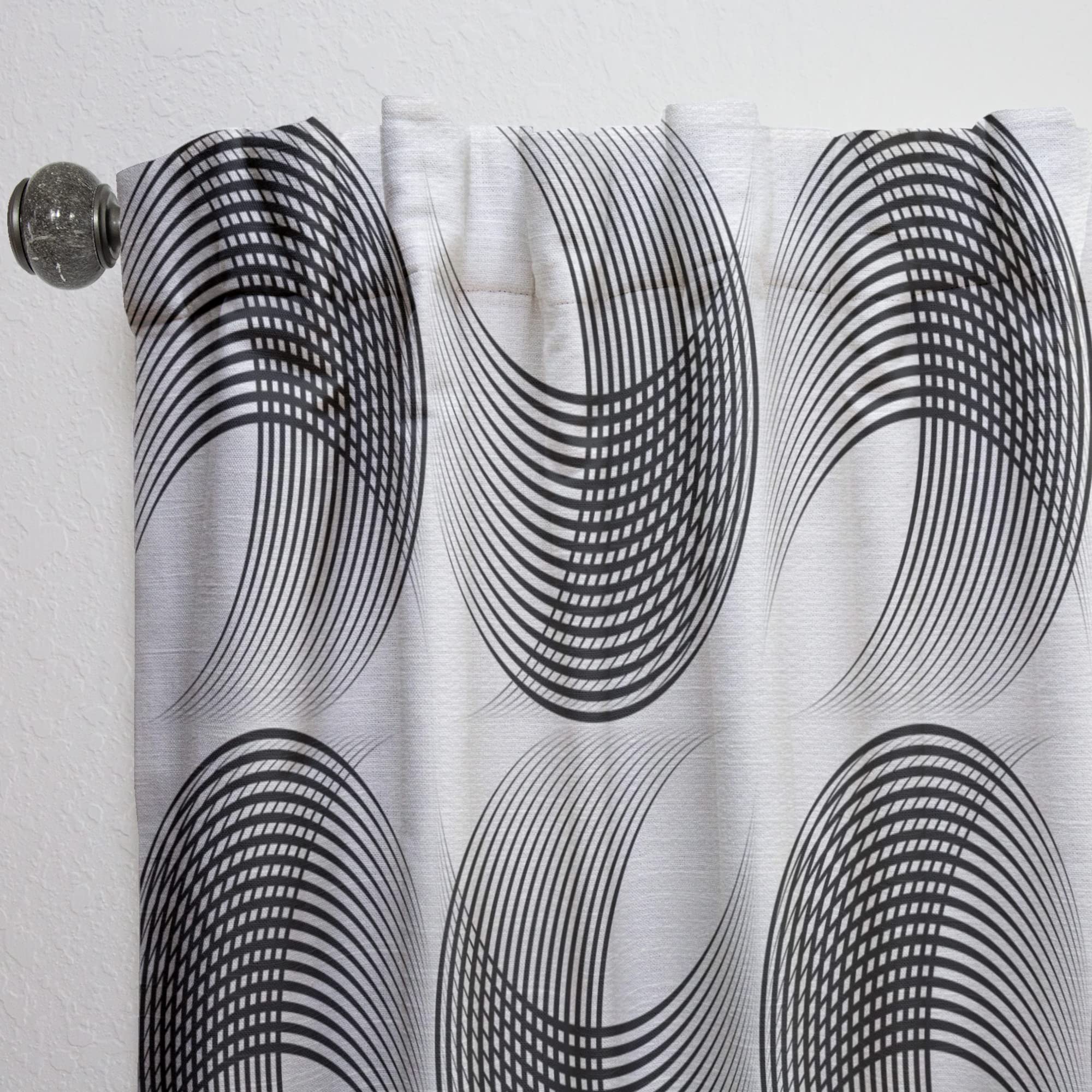 Monochrome Geometric Pattern IX Thermal Insulated Curtains - Single Panel 52x108 - Blackout Drapes for Bedroom & Living Room - Modern Window Treatment for Home Decor