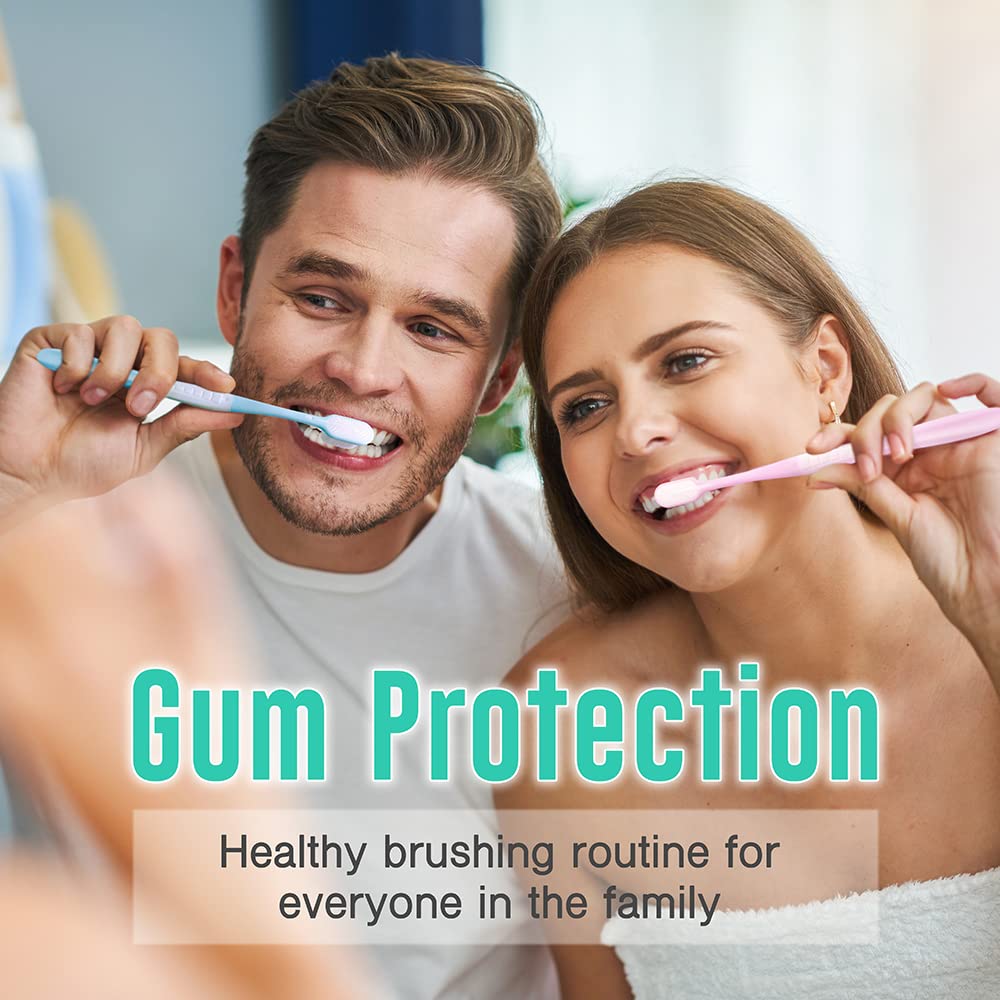 Super Soft Nano Toothbrush for Adults & Kids - 20,000 Micro Bristles for Sensitive Teeth & Gums - Slim Design with Travel Case (Pink/Blue) - Gentle Dental Care for Home & Travel